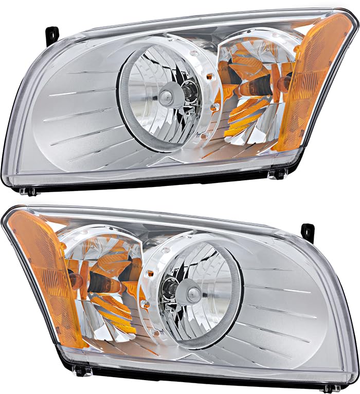Dodge Caliber Headlights Replacement Set - Halogen Headlamp Assembly for Driver & Passenger Side (2007-2012 Models) - Perfect for Night Driving and Vehicle Restoration Projects
