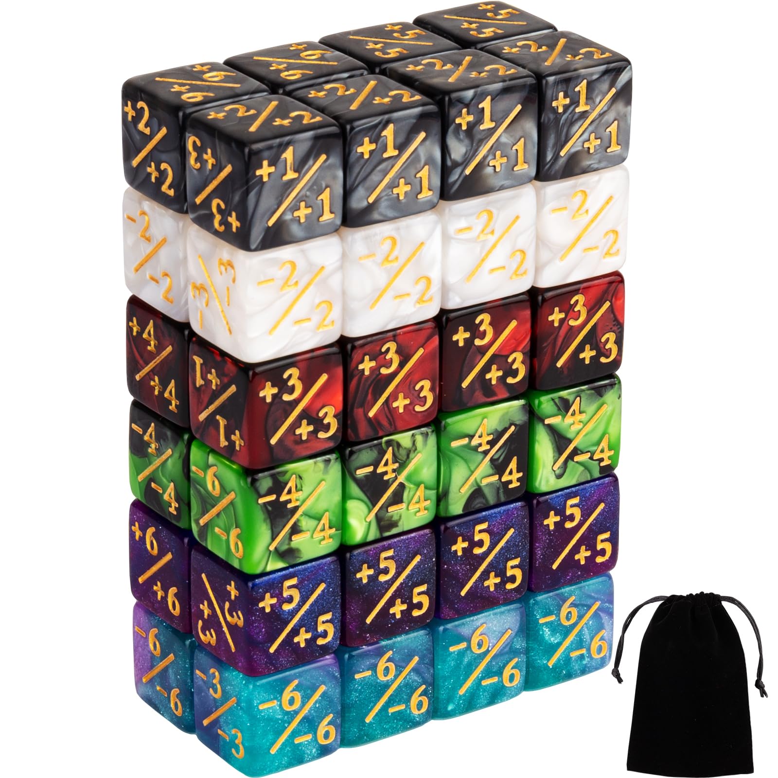 48 PCS MTG Dice Counters - Plus/Minus One Counter, +1/+1 Life Tokens, Commander Dice Set for Magic The Gathering, TCG & Card Games Accessories | Perfect for MTG Tournaments, Commander Games & Strategy Board Games