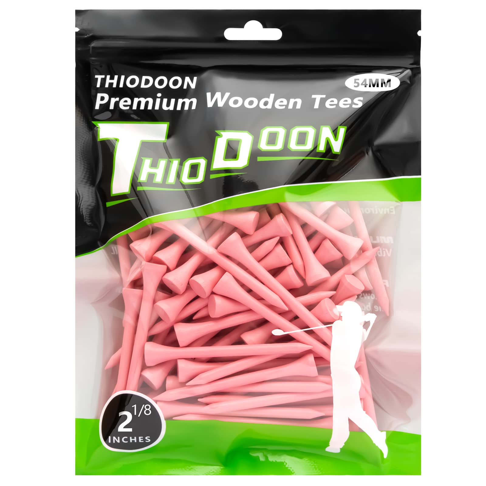 THIODOON Professional Natural Wood Golf Tees - Pack of 100 (3-1/4