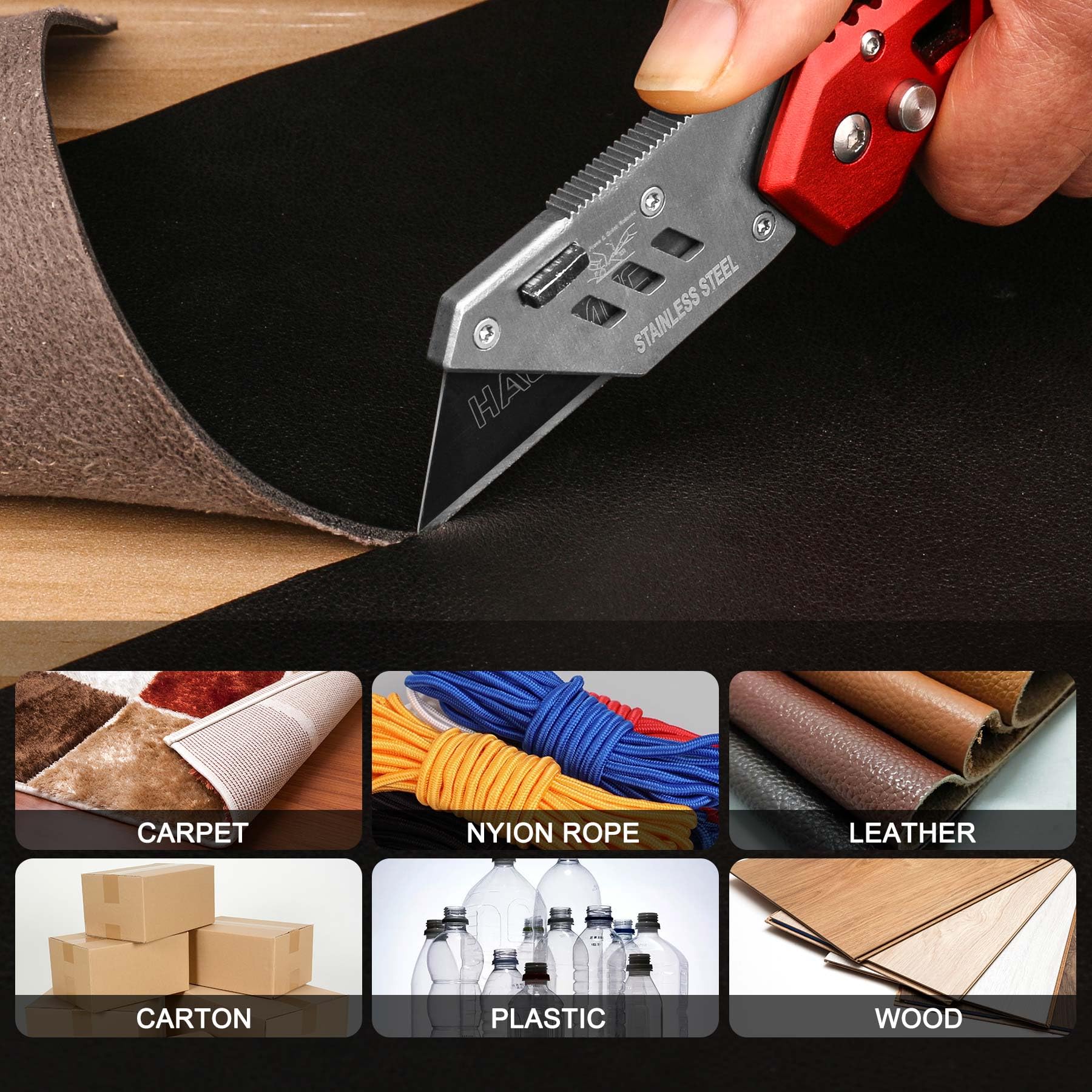 HAUTMEC 20-Pack Heavy Duty Utility Knife Blades with Safety Dispenser - SK2H Black Replacement Blades for Box Cutters & Utility Knives | Ideal for Warehouse, Packaging, DIY Projects & Home Use