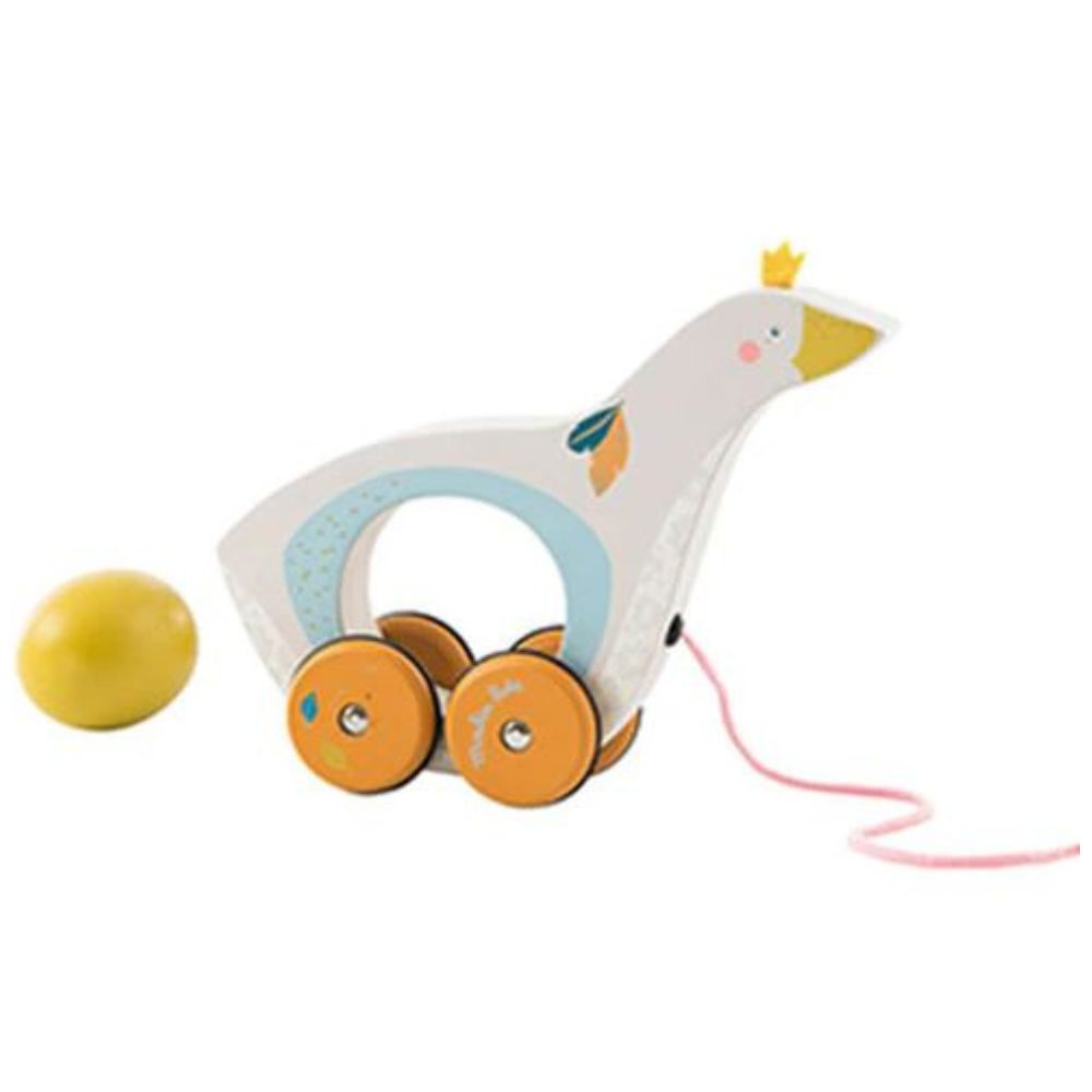 Wooden Pull Along Goose & Golden Egg Toy - Best Gift for 1 Year Old Boys & Girls - Perfect for Early Learning & Toddler Playtime