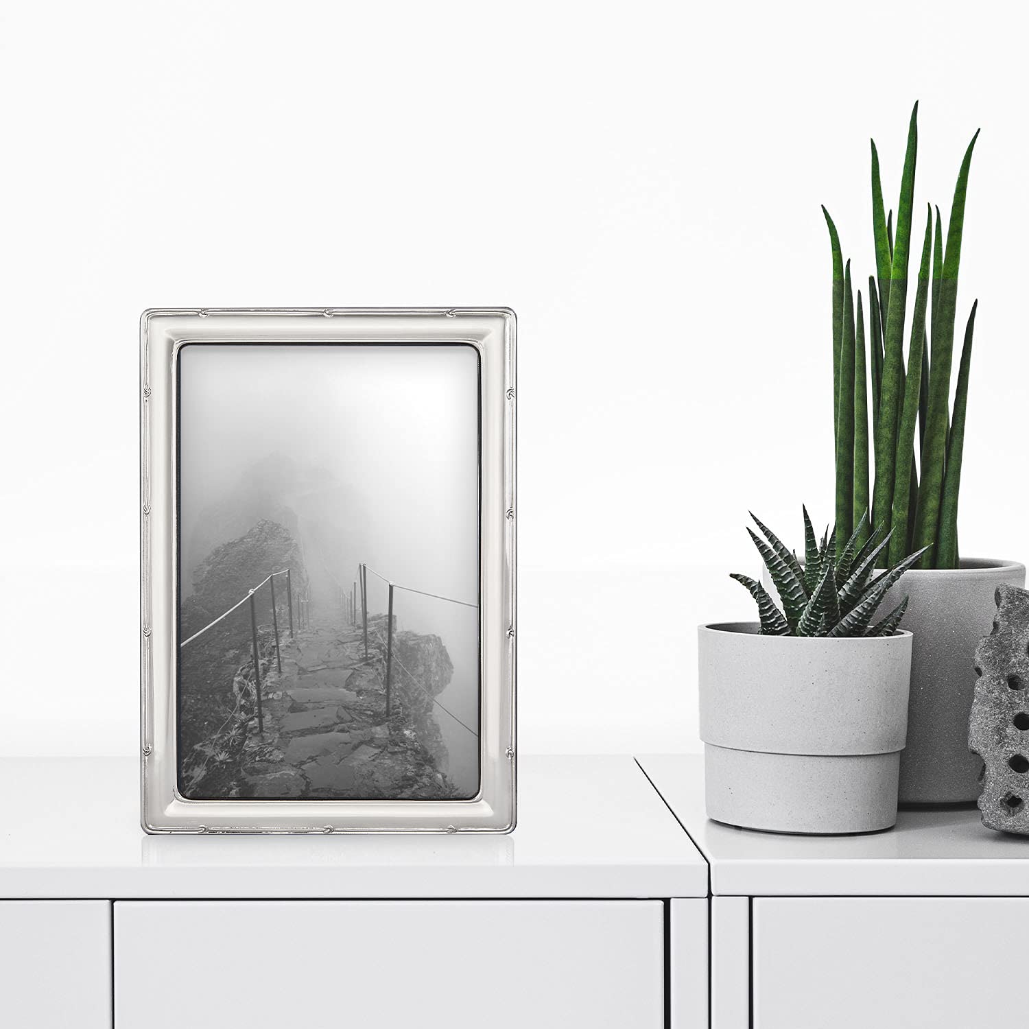 TIZO 8x10 Hammered Silver Decorative Picture Frame - Premium 925 Sterling Silver Photo Frame for Wall Display, Home Decor, and Gift Giving | TIZO Collection