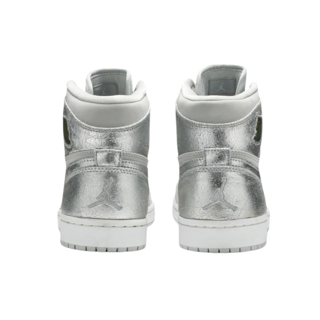 Air Jordan 1 High Retro CO JP Japan Silver Anniversary (2009) Special Edition Sneakers with Suitcase Box - Neutral Grey, Metallic Silver & White - Perfect for Collectors and Sneaker Enthusiasts