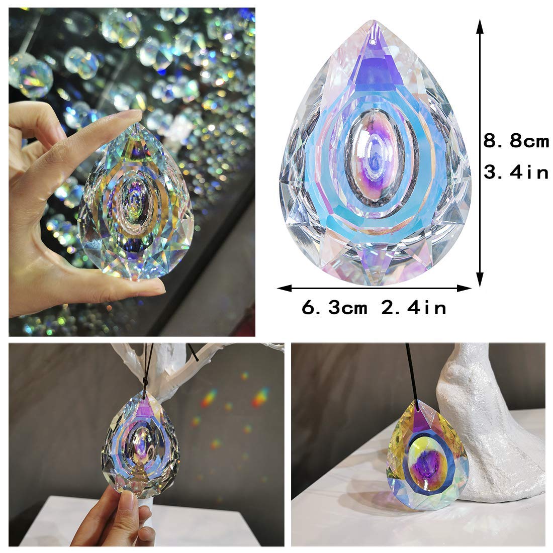 H&D HYALINE & DORA Crystal Suncatcher Rainbow Maker - Premium Hanging Window Prism Decor for Home & Office - Creates Beautiful Rainbows in Sunlight