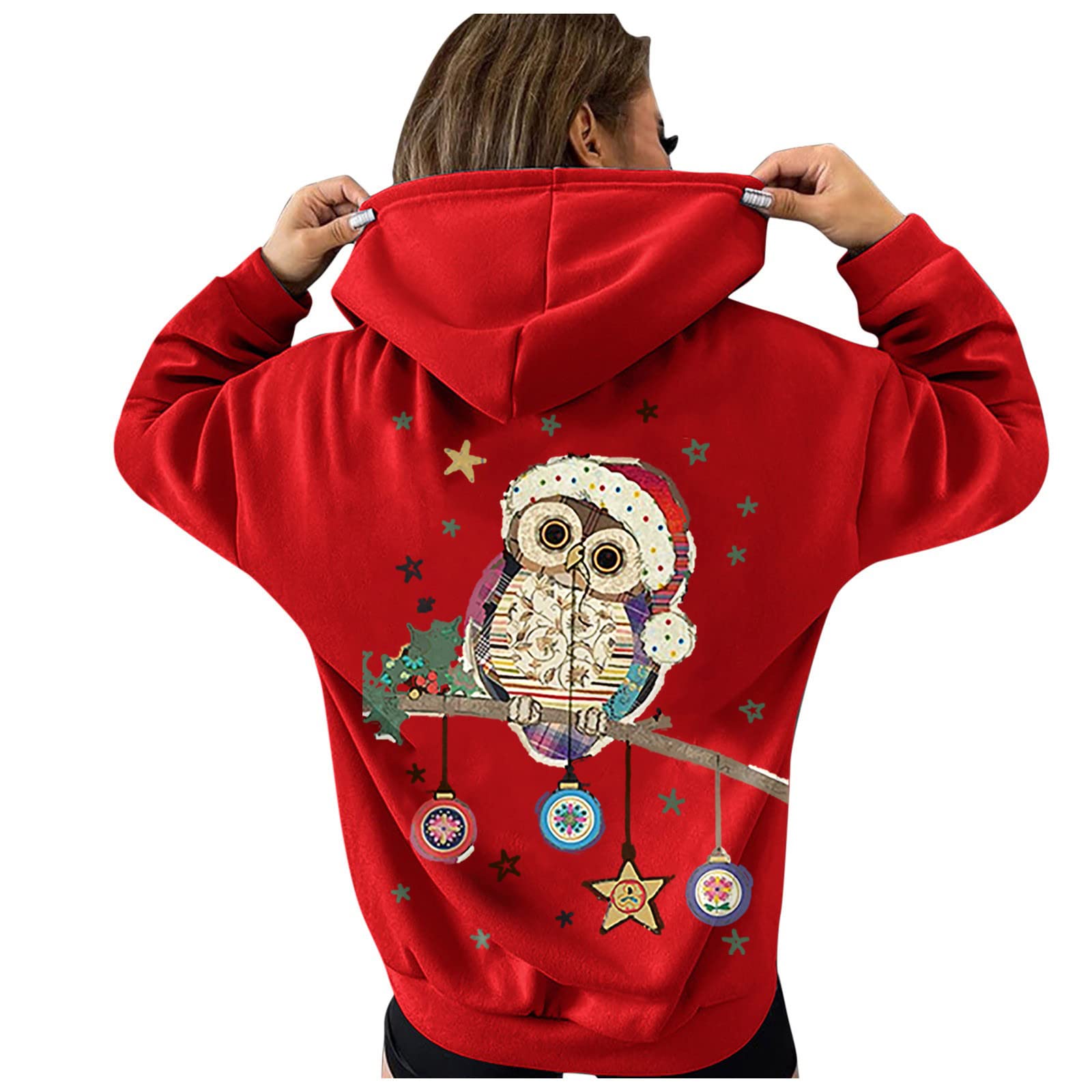 Women's Christmas Sleep Tunics - Cozy Loose Long Sleeve Sweatshirt Hoodies for Winter, Casual Holiday Outfit & Warm Gift Idea - Perfect for Christmas Parties, Family Gatherings and Cozy Nights at Home