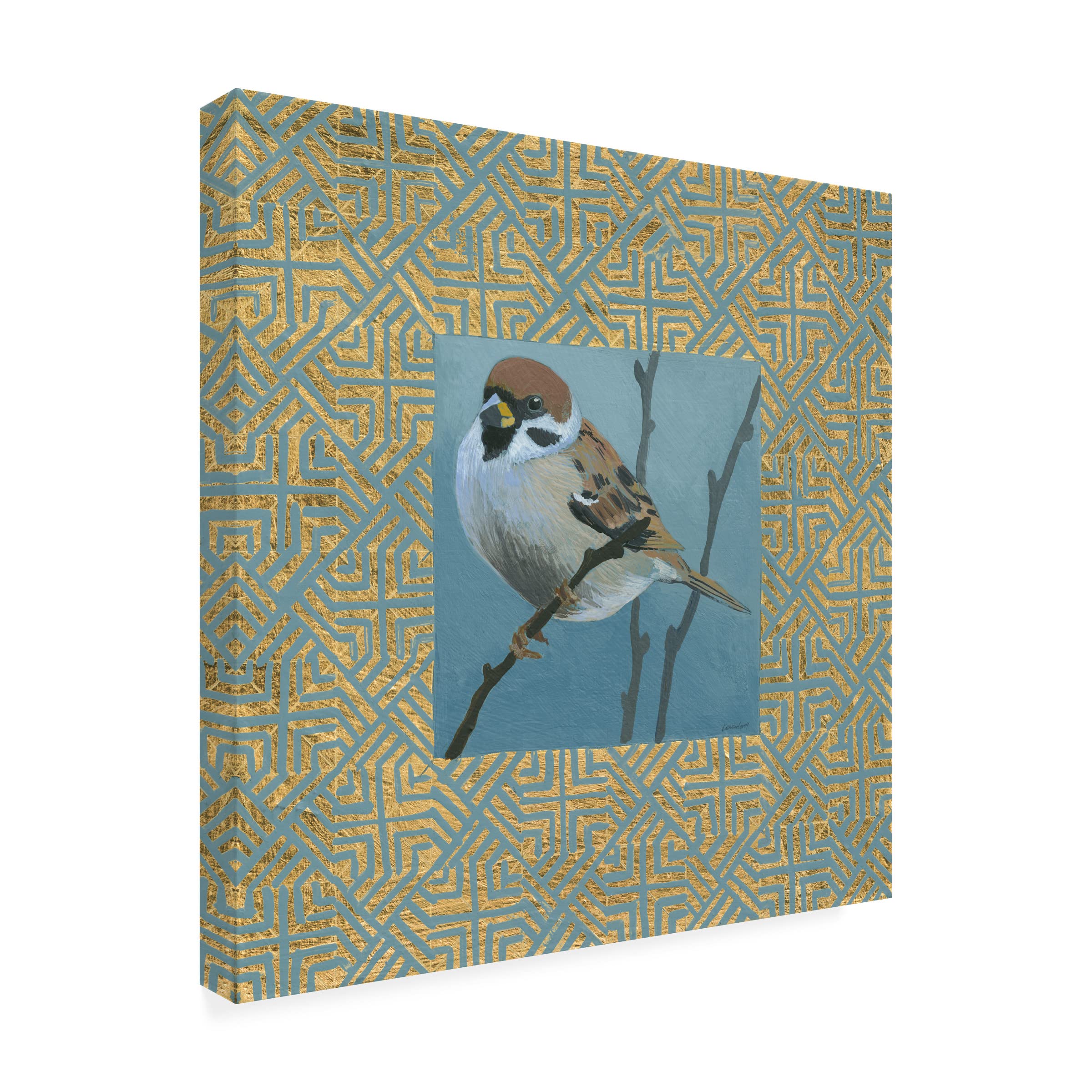 Trademark Fine Art 'The Sparrow' Canvas Wall Art by Kathrine Lovell - Hand-Painted Bird Painting for Living Room, Bedroom & Office Decor