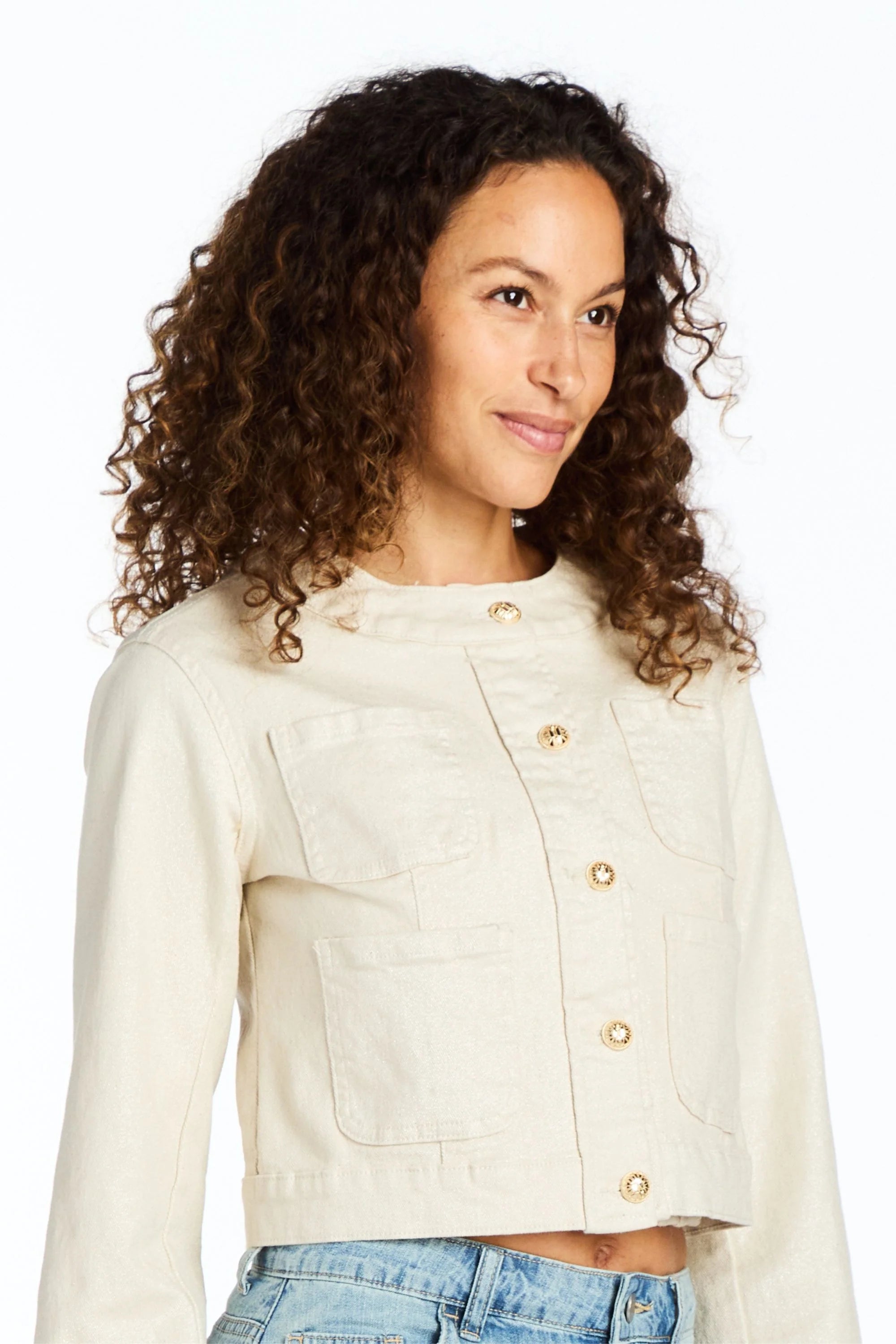 Coco Patch Pocket Jacket Women's Cream - Stylish Casual Outerwear for Fall & Winter | Perfect for Daily Wear, Office & Outdoor Activities