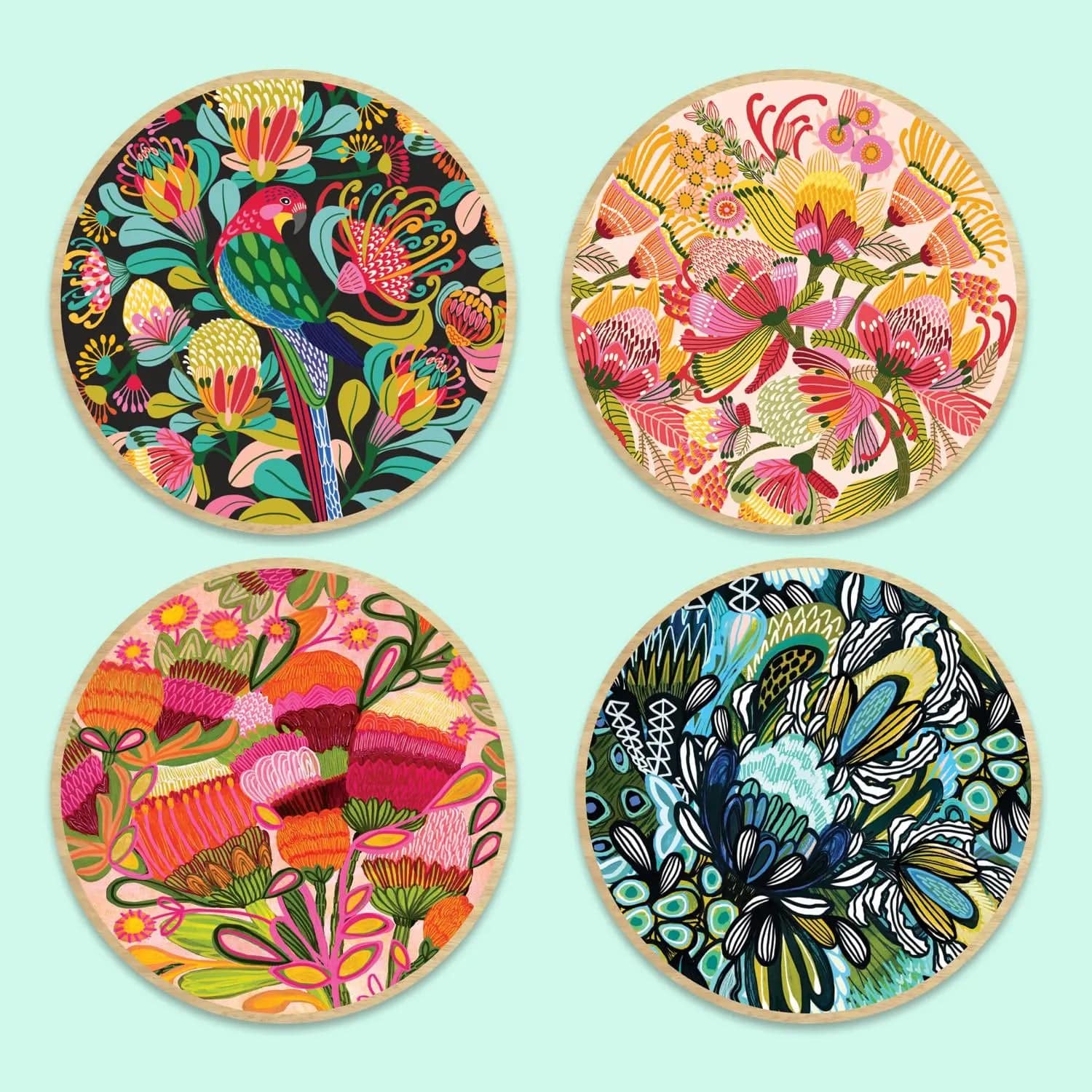 Rosella & Proteas Magnetic Flower Set - Refrigerator Magnets for Kitchen Decor, Office Whiteboard, and DIY Craft Projects