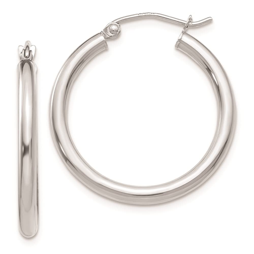 FJC Finejewelers 14K White Gold Lightweight 2.5mm Polished Tube Hoop Earrings for Women - Perfect for Everyday Wear, Parties & Special Occasions