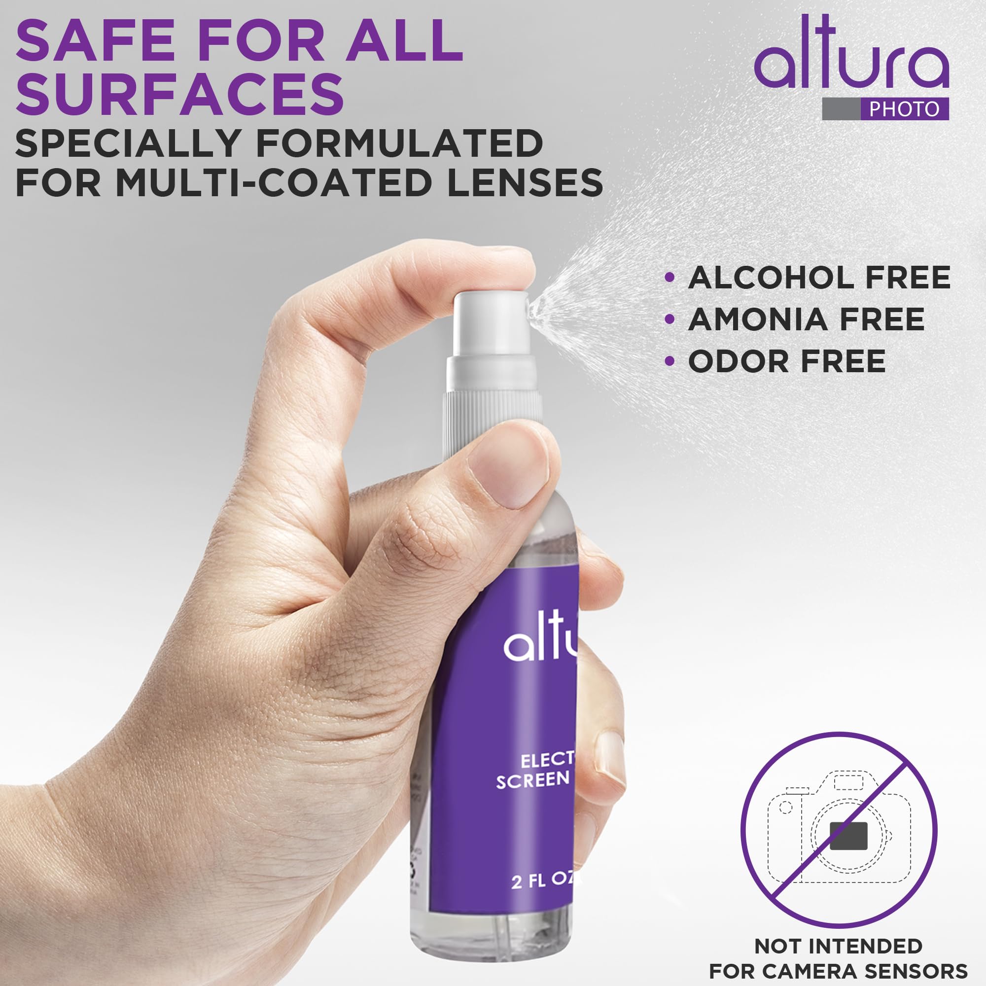 Altura Photo Professional DSLR Camera Cleaning Kit - 2oz Lens & LCD Cleaner Spray for Sensitive Electronics | Camera Accessories & Photography Gear | Perfect for Travel, Studio & Outdoor Photography