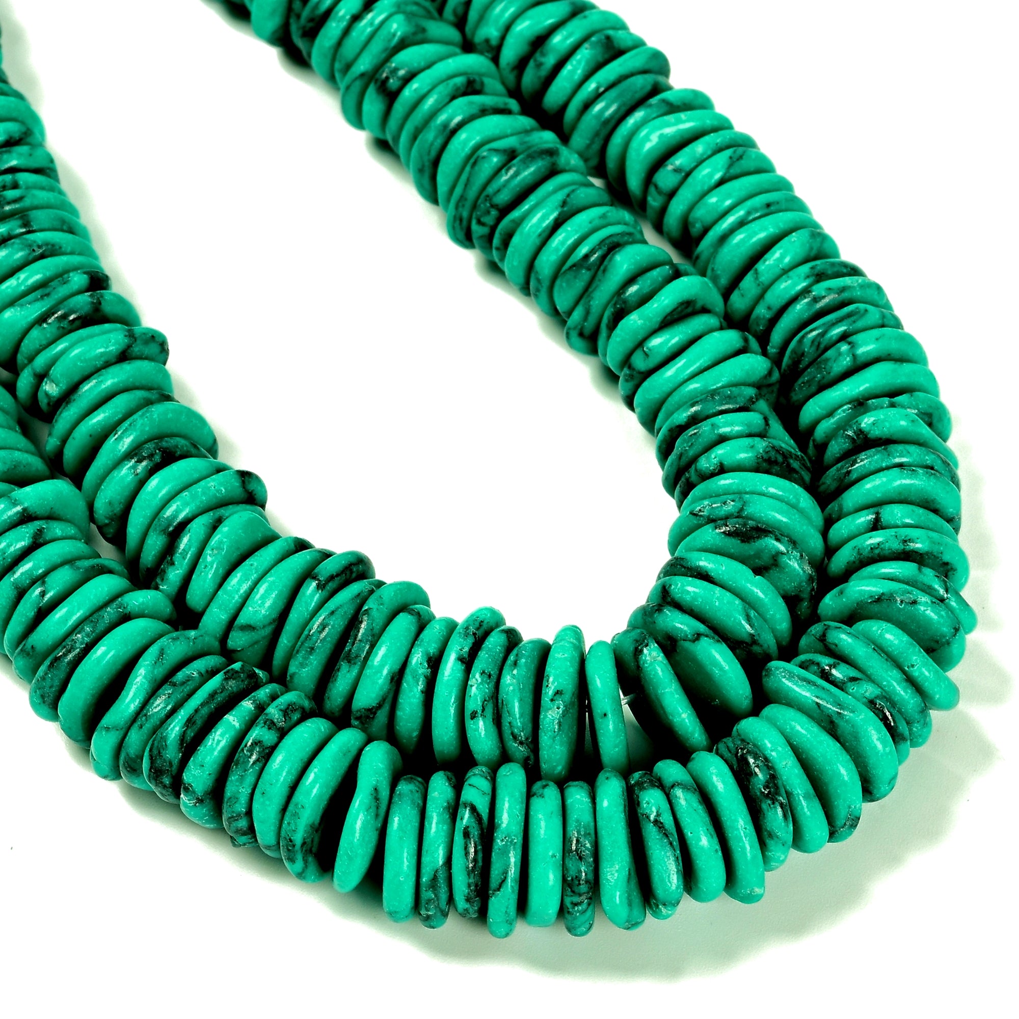 Bright Green Magnesite Turquoise Graduated Slice Beads - 10-16mm, 15.5