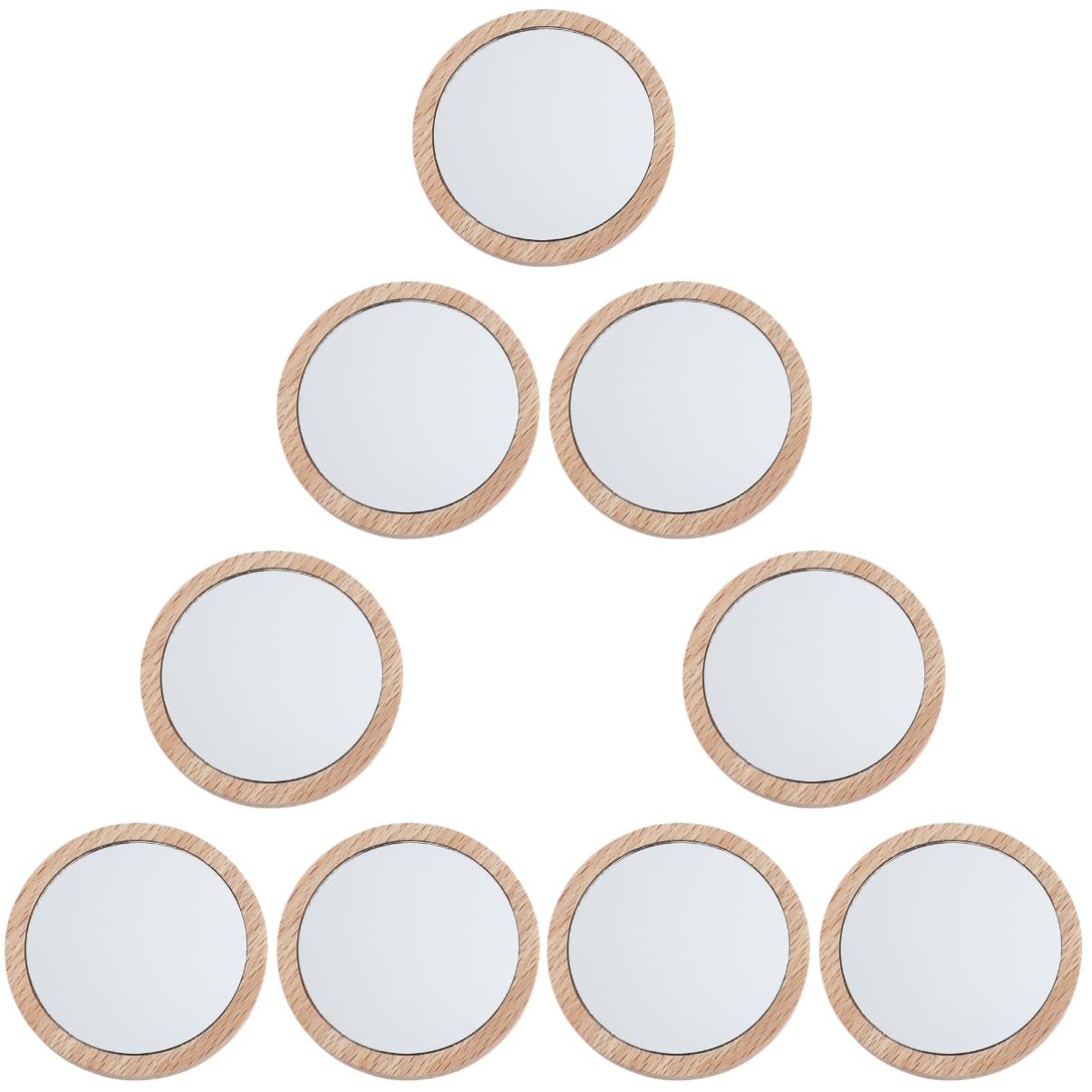 FRCOLOR 9 Pcs Hand Mirror Set - Wooden Handheld Cosmetic Mirror, Travel Makeup Mirror with Stand, Portable Vanity Mirror for Home, Bathroom & Travel (Perfect for Makeup, Hairstyling & Grooming)