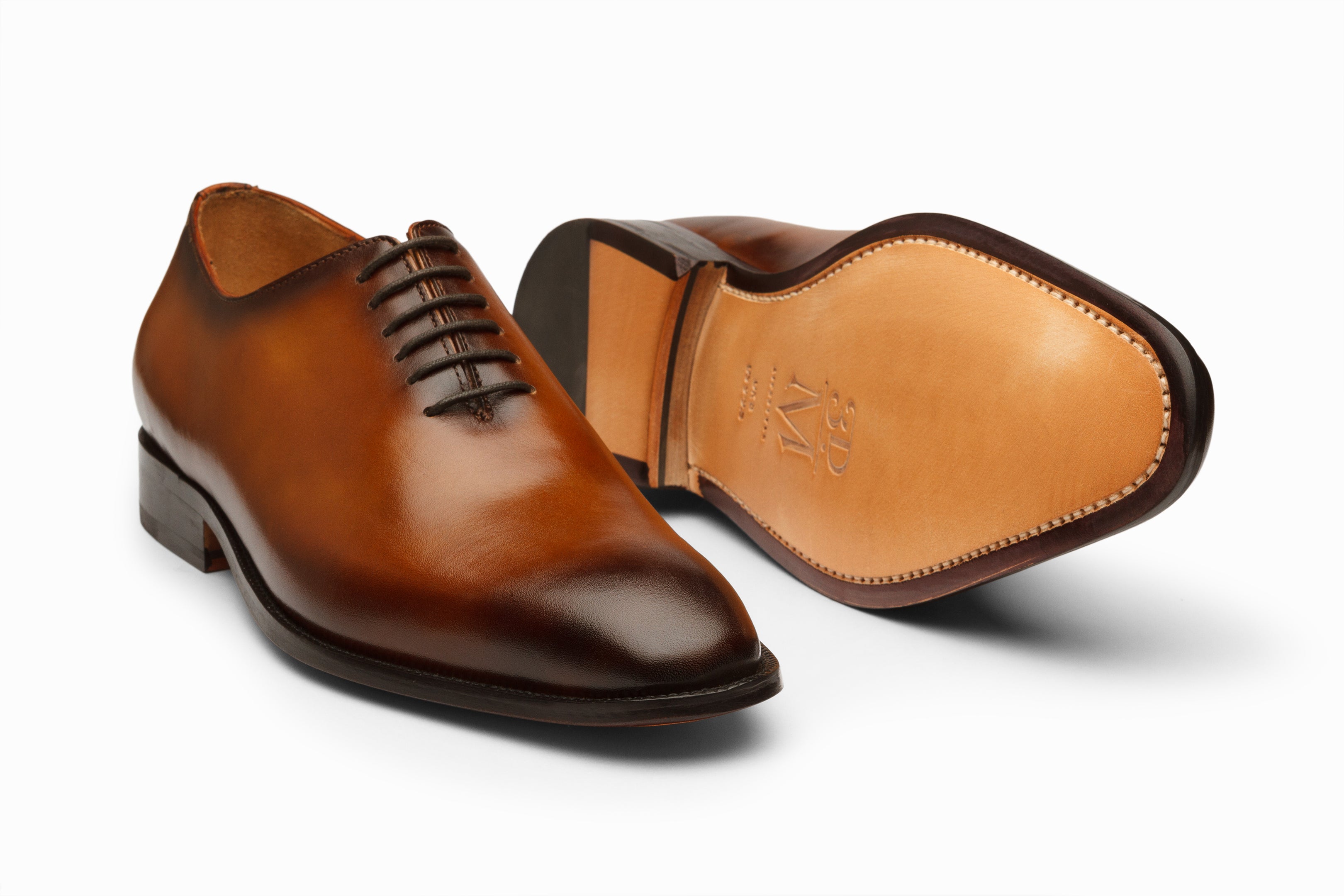 Premium Wholecut Oxford Shoes for Men - Brown Patina Finish Leather Dress Shoes - Perfect for Business, Formal Events & Weddings