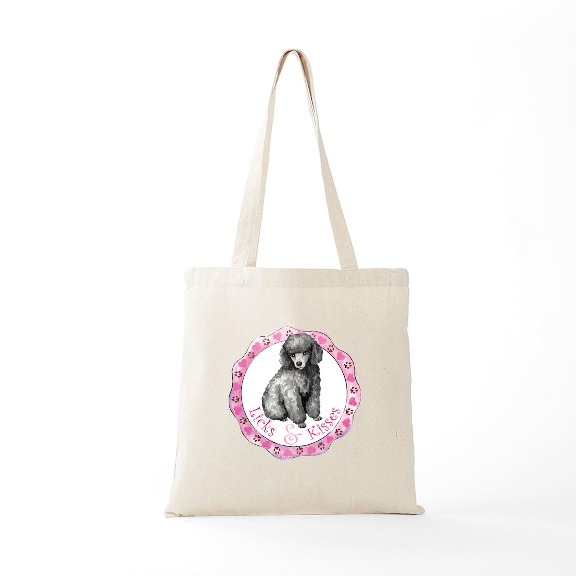 Stylish Poodle Valentine Tote Bag - Natural Canvas Reusable Shopping Bag for Women | Perfect for Groceries, Beach Trips & Valentine's Day Gifts