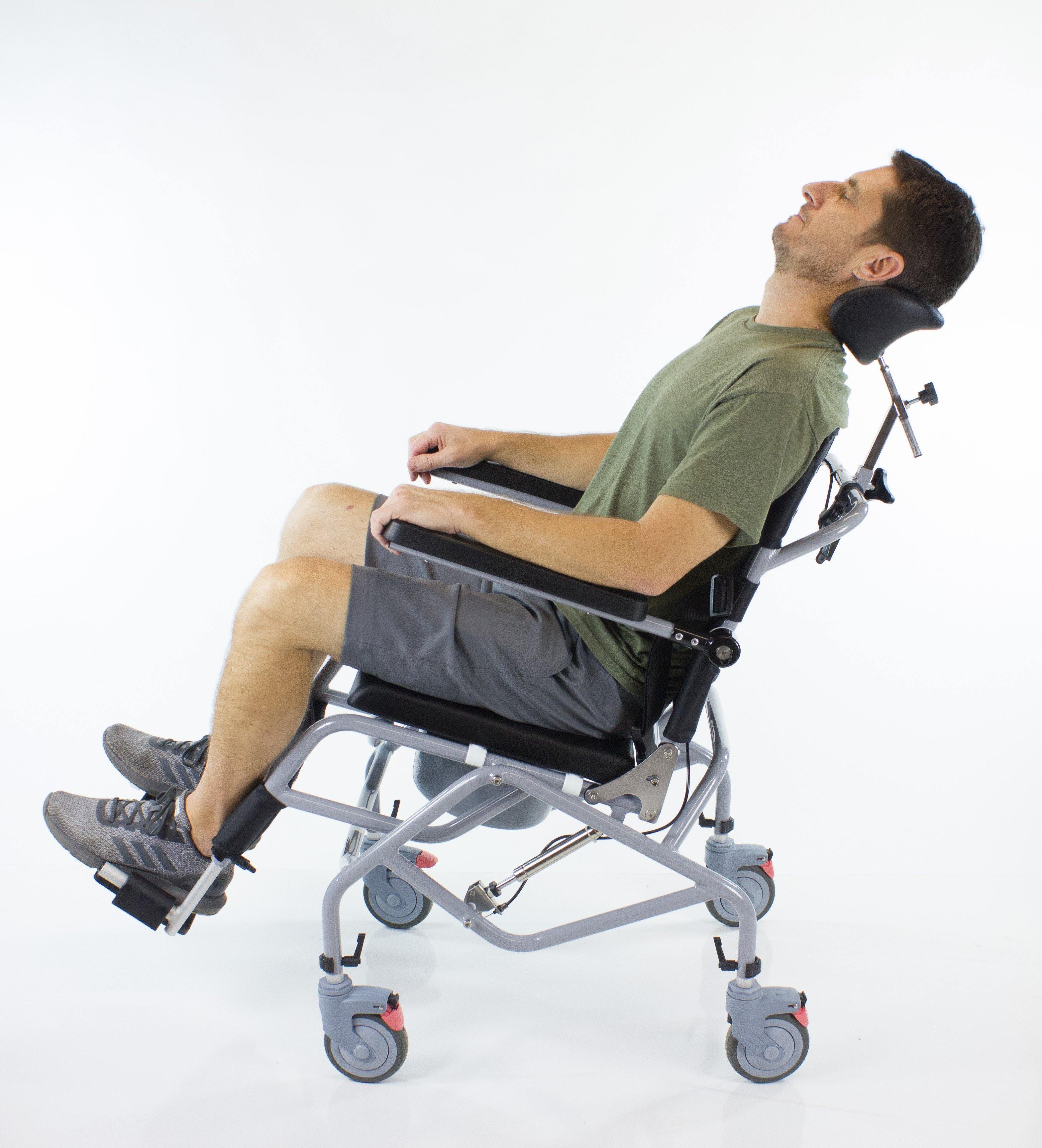 Professional Tilt In Space Reclining Shower Commode Chair with Padded Seat - Ideal for Elderly Care, Post-Surgery Recovery & Home Bathroom Safety