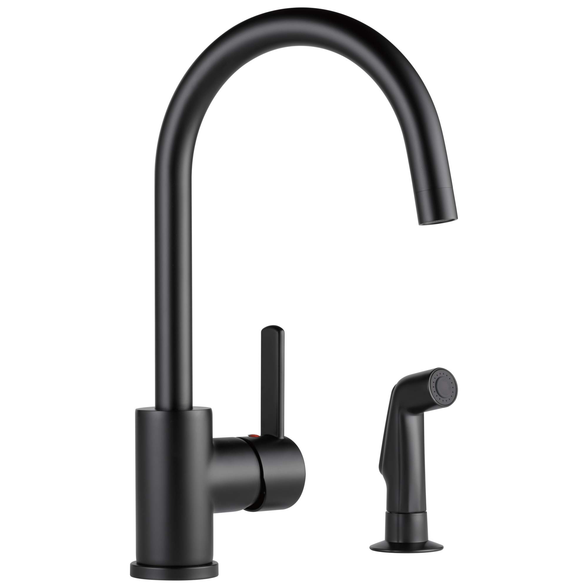 Peerless P199152LF-BL Matte Black Single-Handle Deck Mount Kitchen Faucet with Pull-Down Sprayer - Perfect for Modern Farmhouse & Contemporary Kitchen Renovations