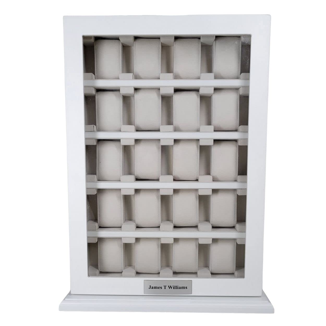 Personalized 20-Slot White Wooden Watch Display Case - Wall Mountable Storage Organizer & Stand for Oversized Watches - Perfect for Watch Collectors, Jewelry Shops & Home Decor