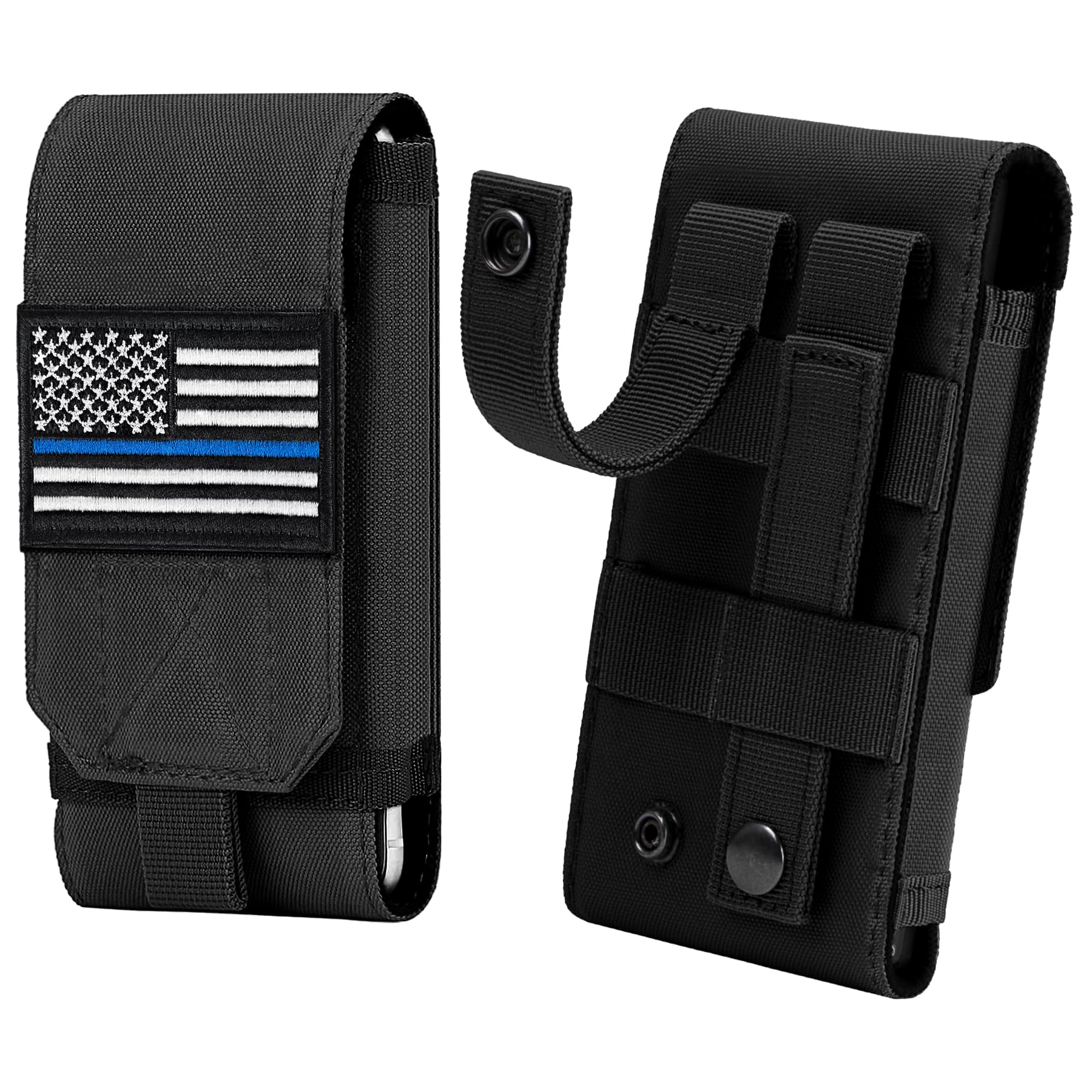 IronSeals Tactical Molle Phone Case - Heavy Duty Loop Belt Holster Pouch with Flag Patch for iPhone 16 Pro Max/16 Plus/16 Pro/16/15 Pro Max/14 Pro Max/13 Pro Max/12 Pro Max & Galaxy S24 Ultra - Perfect for Outdoor Adventures, Military Use, and Everyday Carry