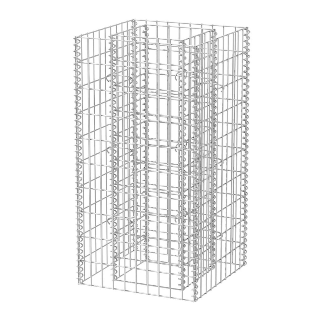 Tidyard Gabion Basket Steel Planter - 19.7x19.7x39.4 Inch Raised Garden Bed for Vegetables & Flowers (Silver) - Perfect for Outdoor Landscaping, Patio Decor & Backyard Gardening