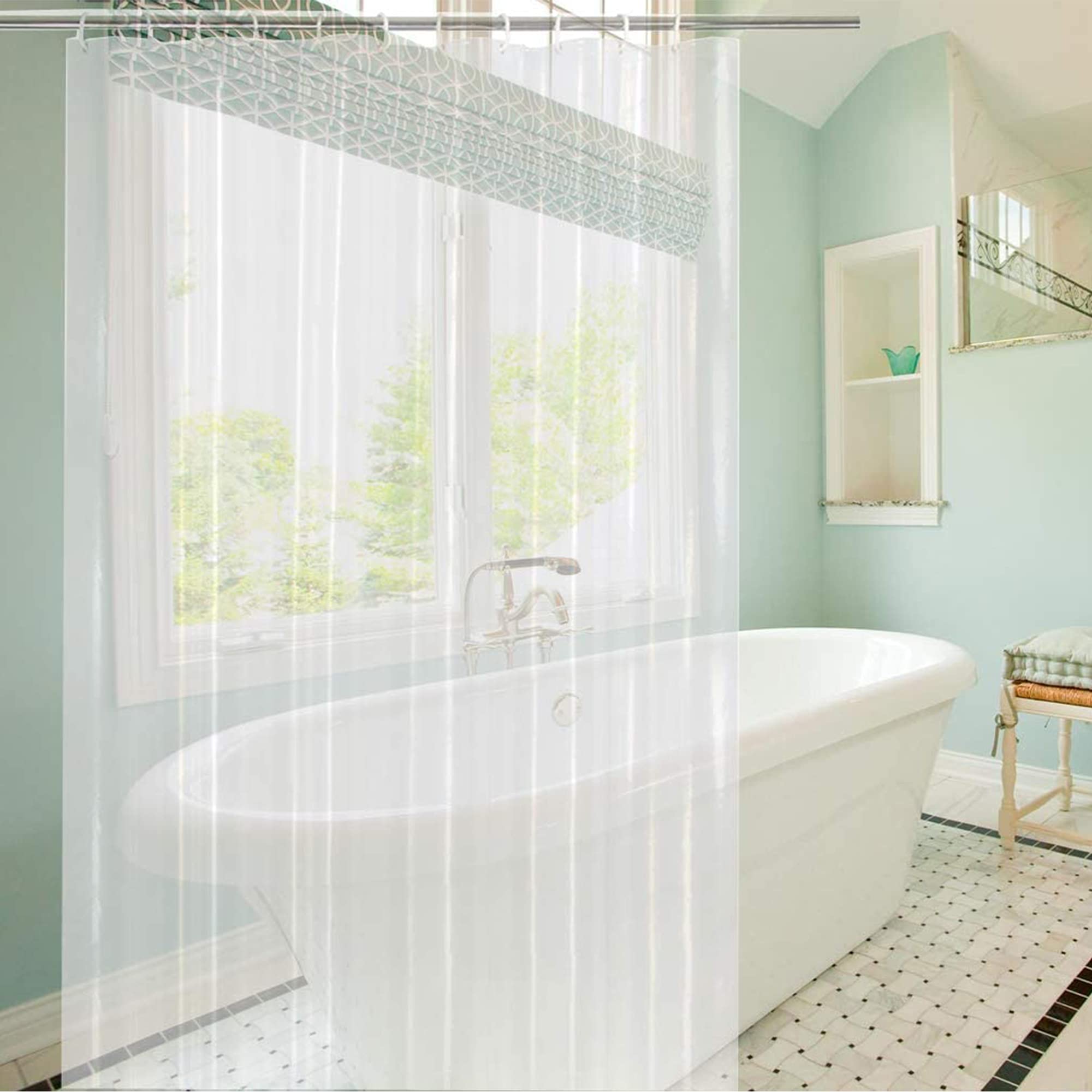 Konras PEVA Heavy Duty Clear Shower Curtain Liner - 54 x 72 Inches Waterproof Bathroom Shower Stall Liner with Magnets | Durable & Mold Resistant for Home, Hotel & Gym Use