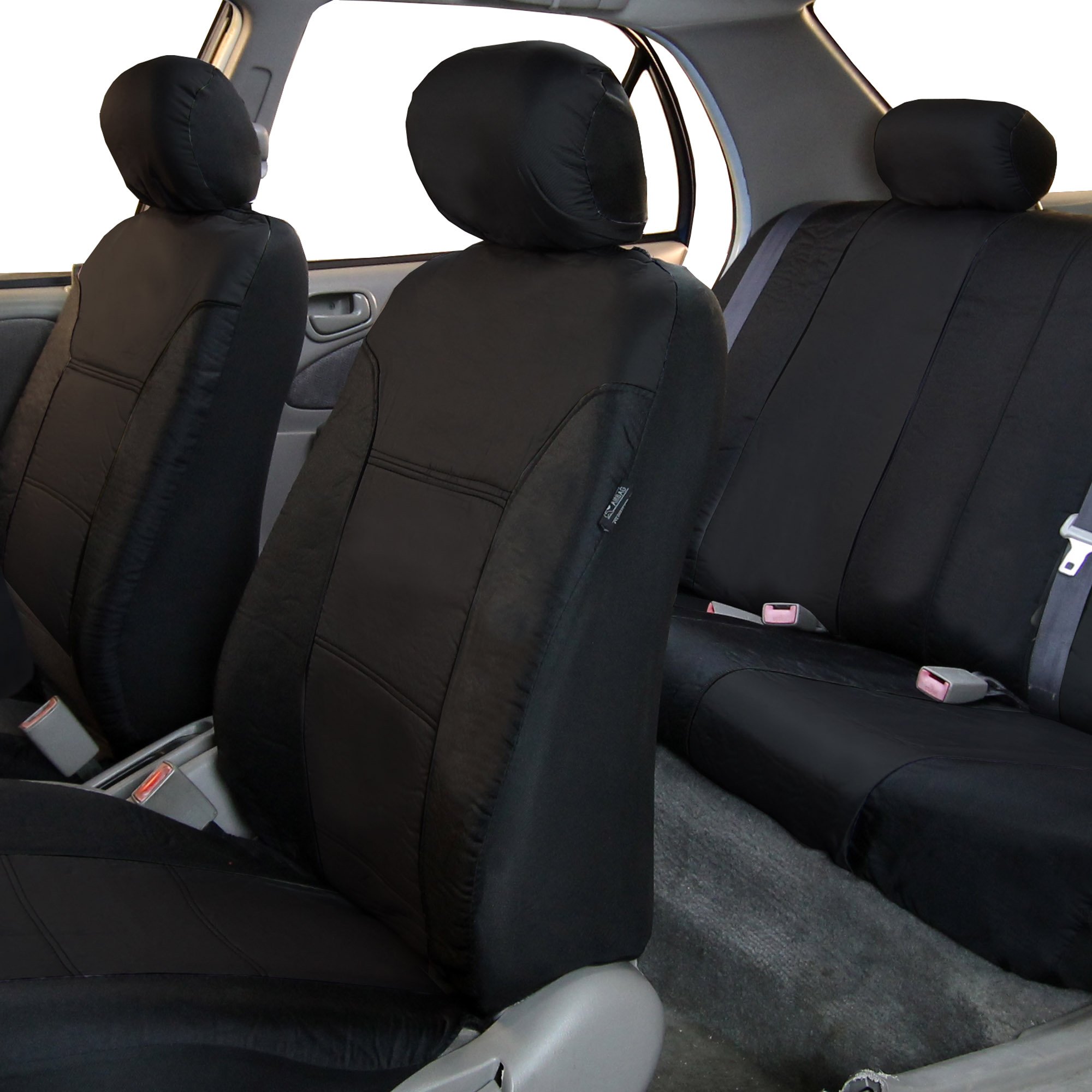 Premium Universal Fit FH Group Car Seat Covers - Classic Khaki 3-Row Set with Airbag Compatibility | Split Rear Design for Cars, Trucks & SUVs | Durable Interior Accessories for Daily Commute, Road Trips & Family Protection