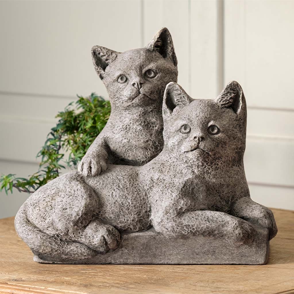 Campania International Twin Cat Statues - Elegant Home Decor for Living Room, Garden, or Office | Perfect Gift for Cat Lovers