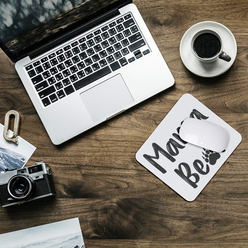 Mother's Day Mouse Pad - Premium Neoprene Desk Mat for Office & Gaming - Square Design with 'Mom Mama Bear' Print - Perfect Gift for Working Moms, Home Office & PC Gamers