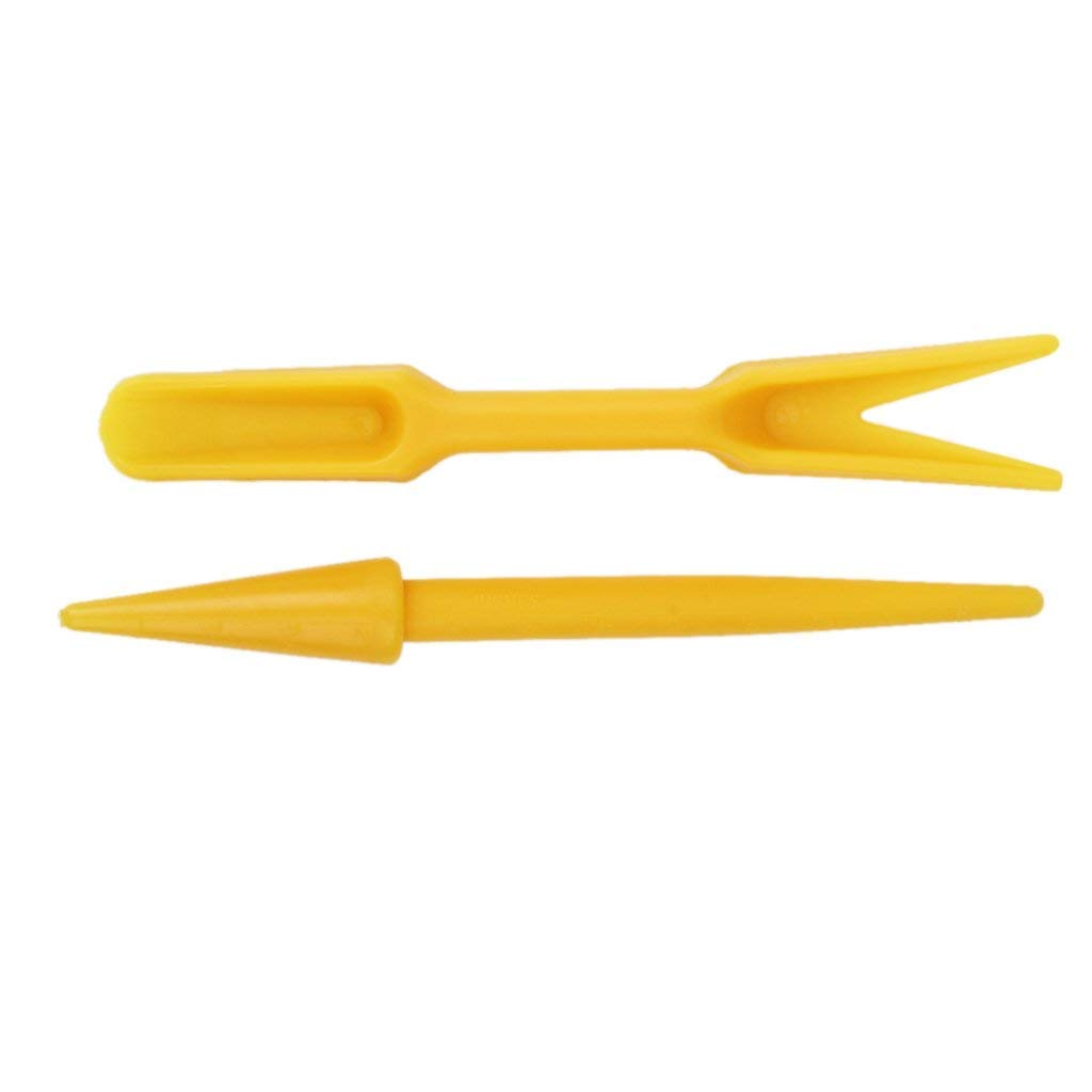 ABchat Plastic Widger with Dibber - 2-in-1 Garden Seedling Tool for Planting, Transplanting & Weeding - Durable Yellow Gardening Hand Tool for Indoor Plants, Seedlings & Herb Gardens