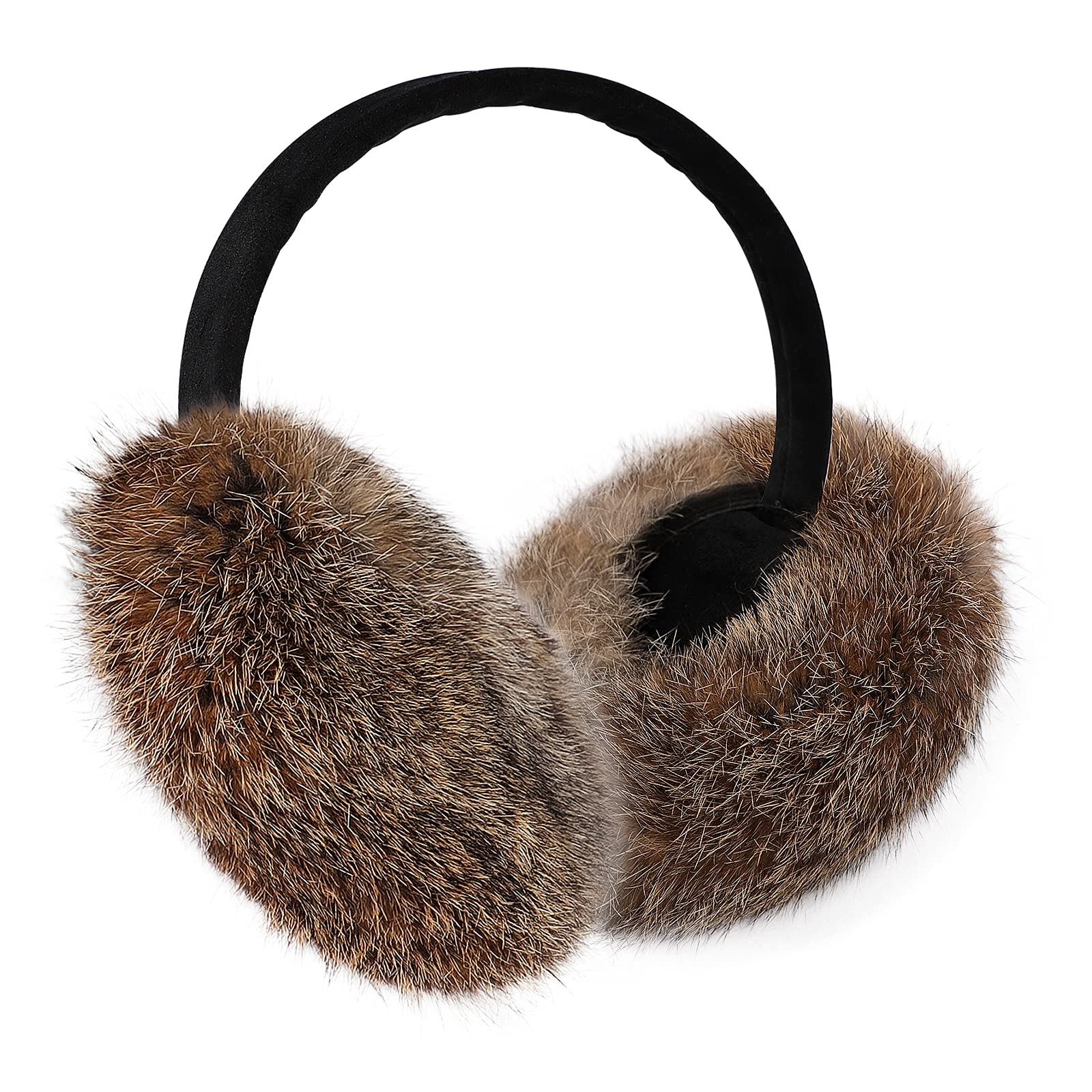 YJZQ Women's Fluffy Faux Rabbit Hair Earmuffs - Foldable Winter Ear Warmers for Ladies, Soft Thermal Ear Protector for Outdoor Activities, Running, Skiing & Cold Weather Fashion Accessory