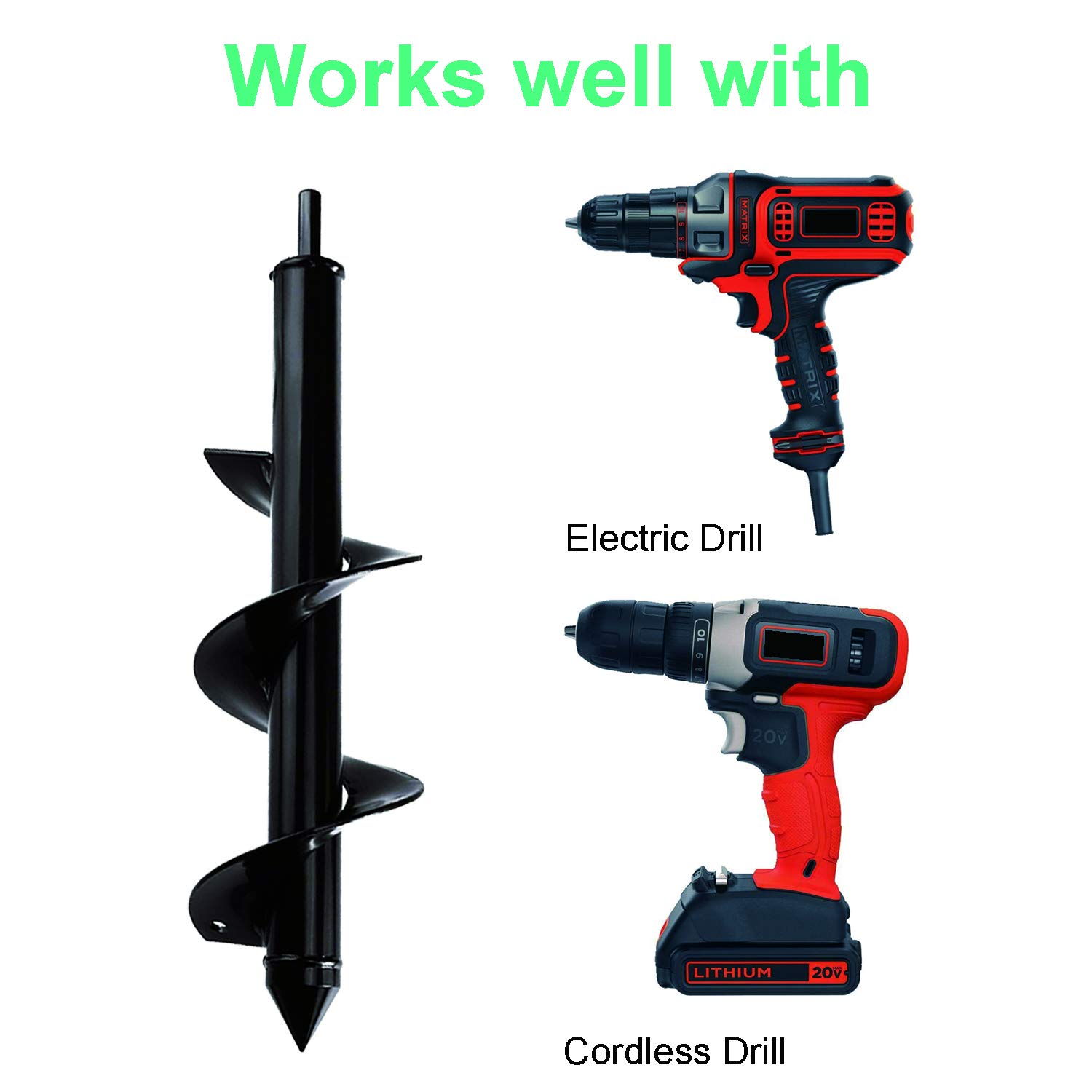 **Auger Drill Bit Set for Planting - Spiral Hole Digger for Garden, Bulb & Bedding Plants, Post & Umbrella Holes - Compatible with 3/8” Hex Drive Drill - Perfect for Landscaping, Gardening & DIY Projects**