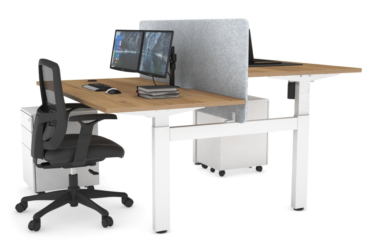 Adjustable Height 2-Person H Bench Workstation - White Frame (1200L x 800W) with Cable Management | Perfect for Office, Home Workspace & Collaborative Environments