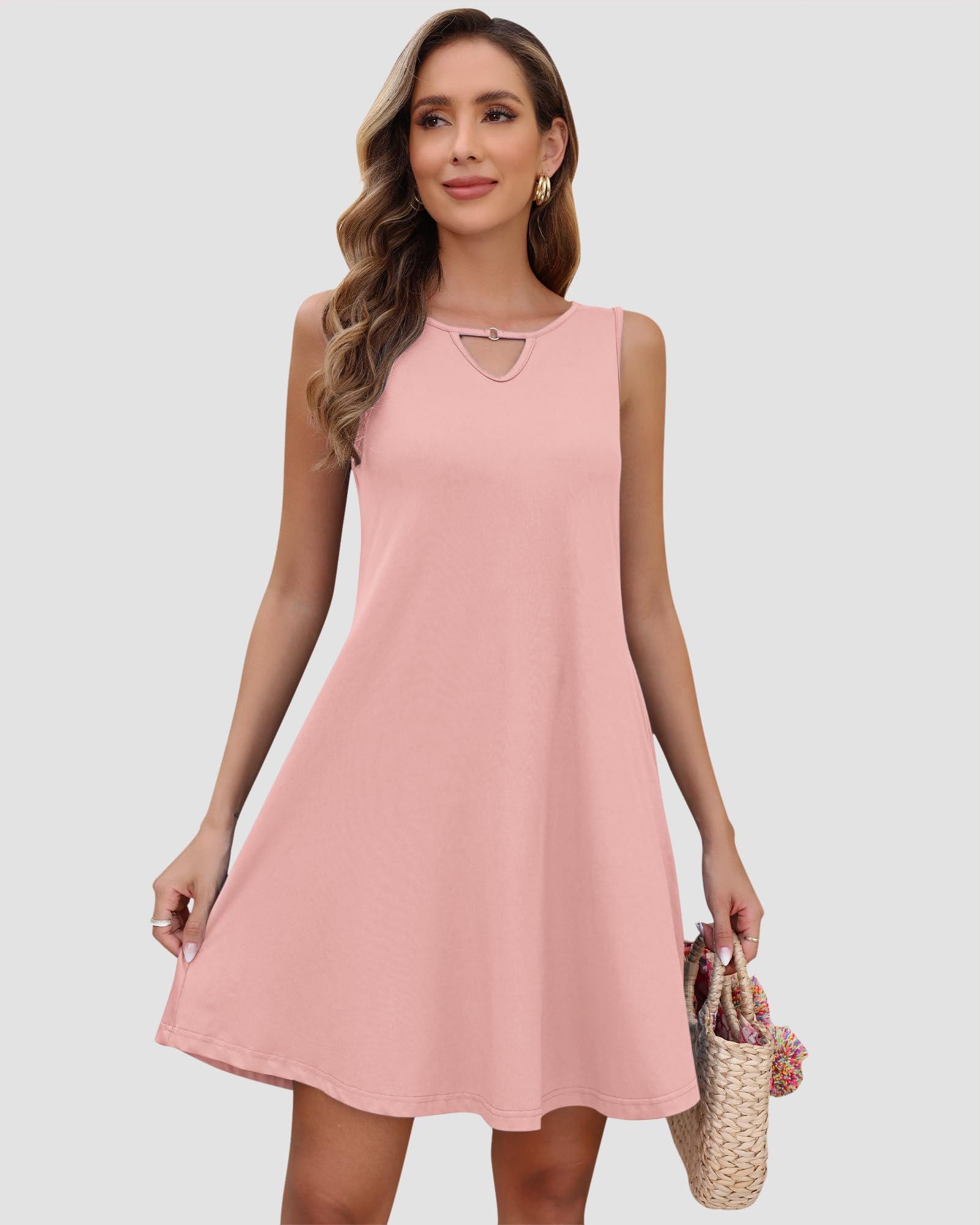Women's Casual Sleeveless Sundress - Flowy Summer Dress with Pockets, Beach Cover Up, Party & Vacation Outfit