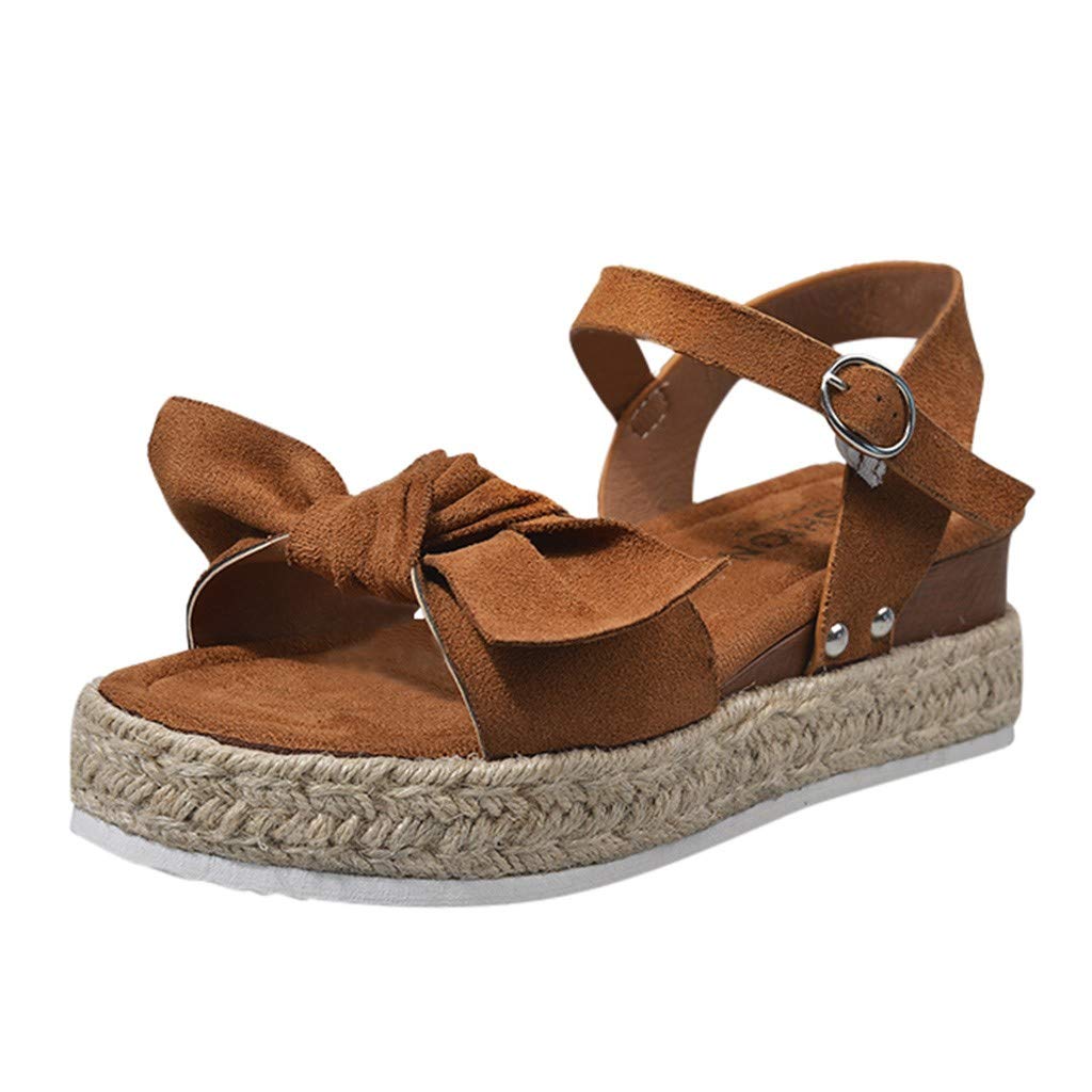 Women's Wide Width Wedge Sandals with Ankle Strap - 2020 Fashion Summer Beach Sandals, Open Toe Espadrille Platform Shoes for Walking, Travel & Outdoor Activities