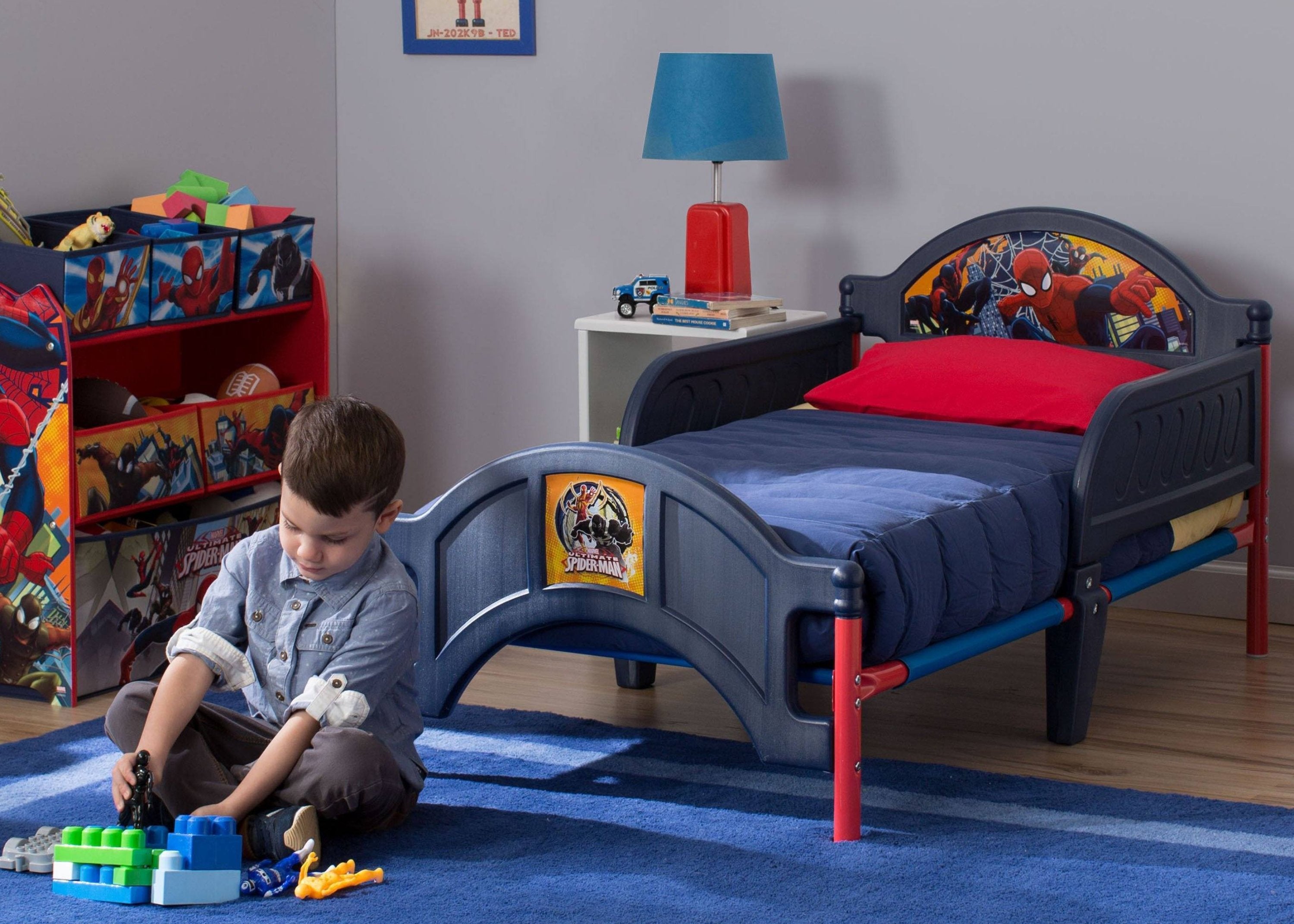 Spider-Man Themed Plastic Toddler Bed for Kids - Superhero Nursery Furniture for Boys & Girls - Perfect for Bedrooms, Playrooms & Daycare Centers