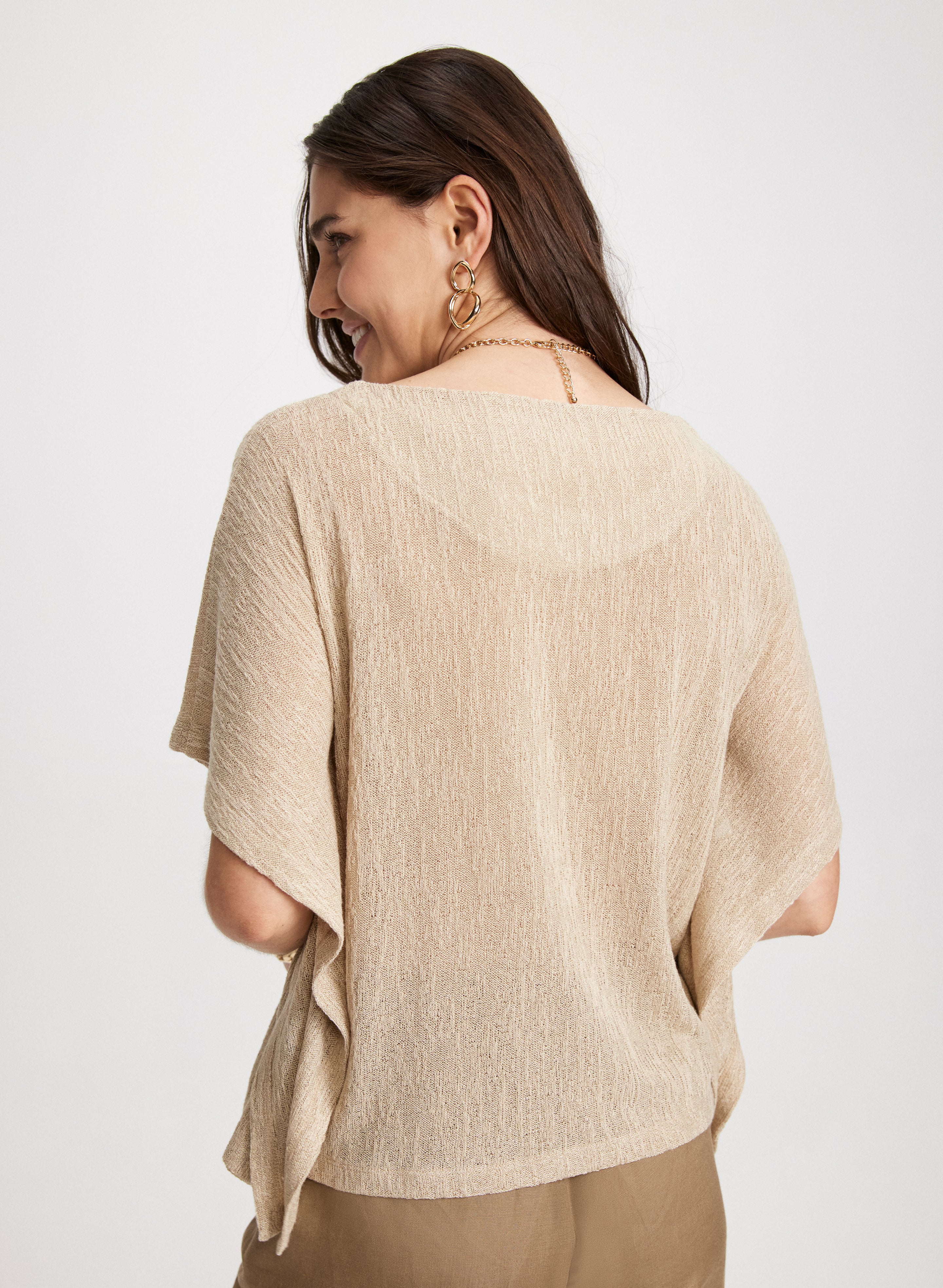 Flared Sleeve Knit Top for Women - Soft Stretchy Long Sleeve T-Shirt - Casual Fall Winter Tops - Perfect for Work, Date Night & Weekend Outfits