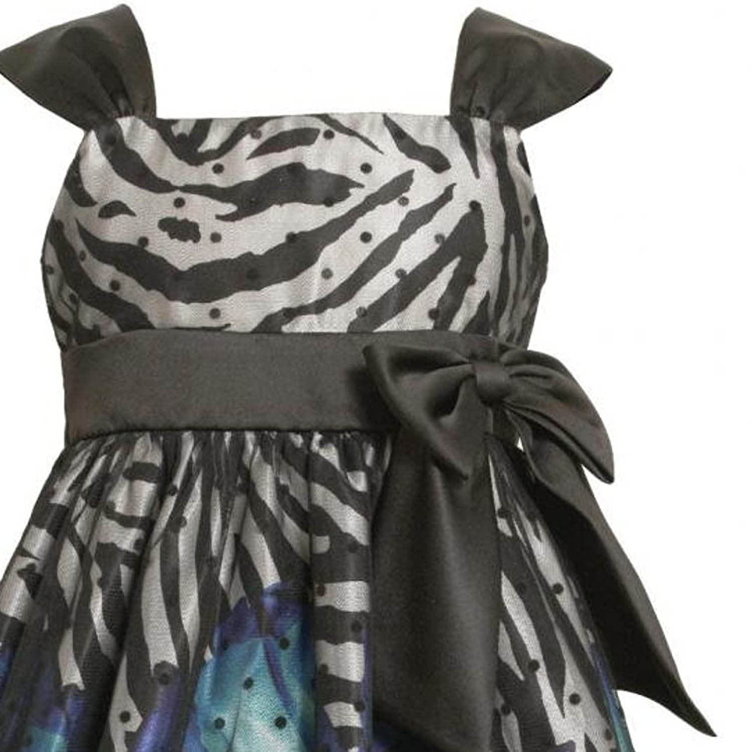 Bonnie Jean Girls' Zebra Floral Print Bubble Dress for Kids - Perfect for Birthday Parties, School Events & Special Occasions