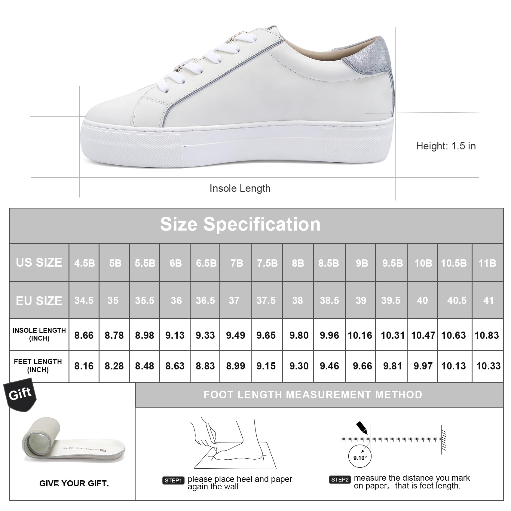 Women's Fashion Leather Platform Sneakers - Comfortable Casual Walking Shoes for Everyday Wear | Perfect for Work, Travel & Street Style Outfits