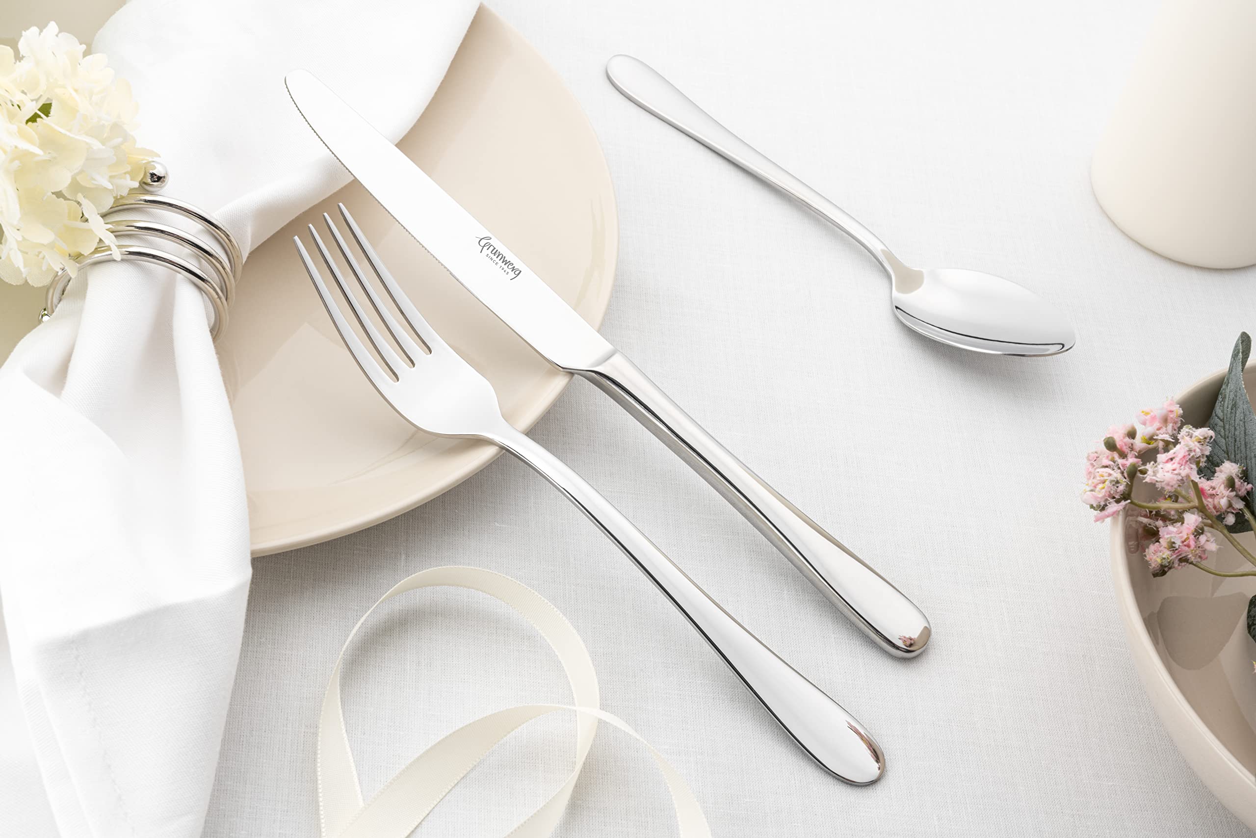 Premium 5-Piece Stainless Steel Utensil Set - Includes Spoons, 2 Serving Forks & Pie Server - Elegant Silver Finish - Standard UK Cutlery Sizes - Perfect for Dinner Parties, Buffets & Holiday Gatherings