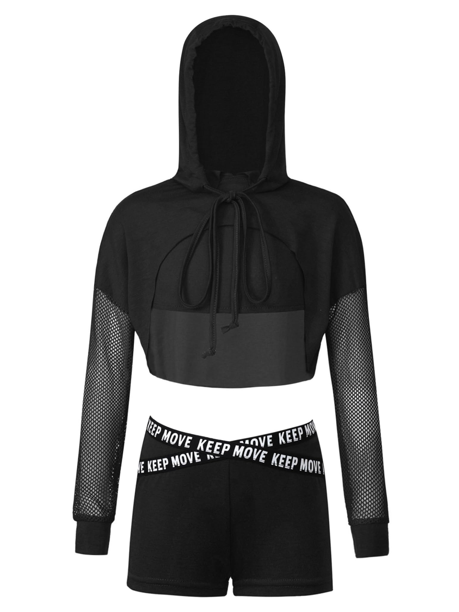 Girls Hip Hop Dance Outfit - 3 Piece Crop Top & Booty Shorts Set for Street Dance, Jazz, Ballet & Performance | Cool & Comfortable Dancewear for Kids & Teens