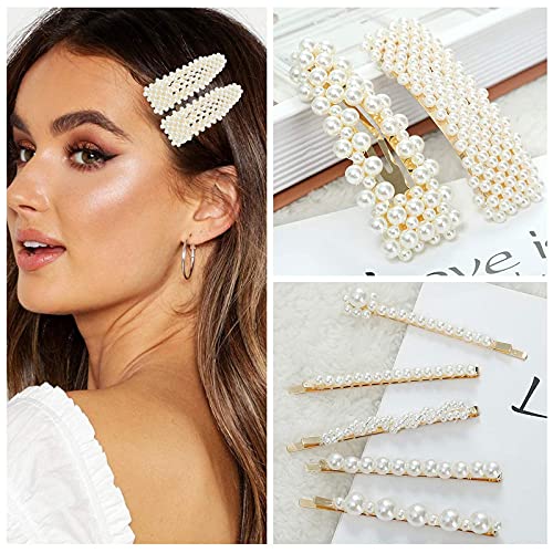 12 Pcs Pearl Hair Clips for Women & Girls - Large Fashion Hair Barrettes & Pins - Elegant Hair Accessories for Weddings, Parties & Daily Styling
