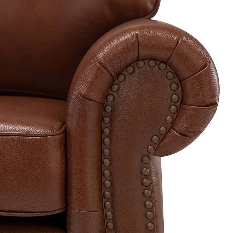 Flavio 81 Genuine Leather Sofa - Premium Full Grain Leather Couch for Living Room, Lounge & Office - Comfortable Modern Sectional Sofa with Sturdy Wood Frame