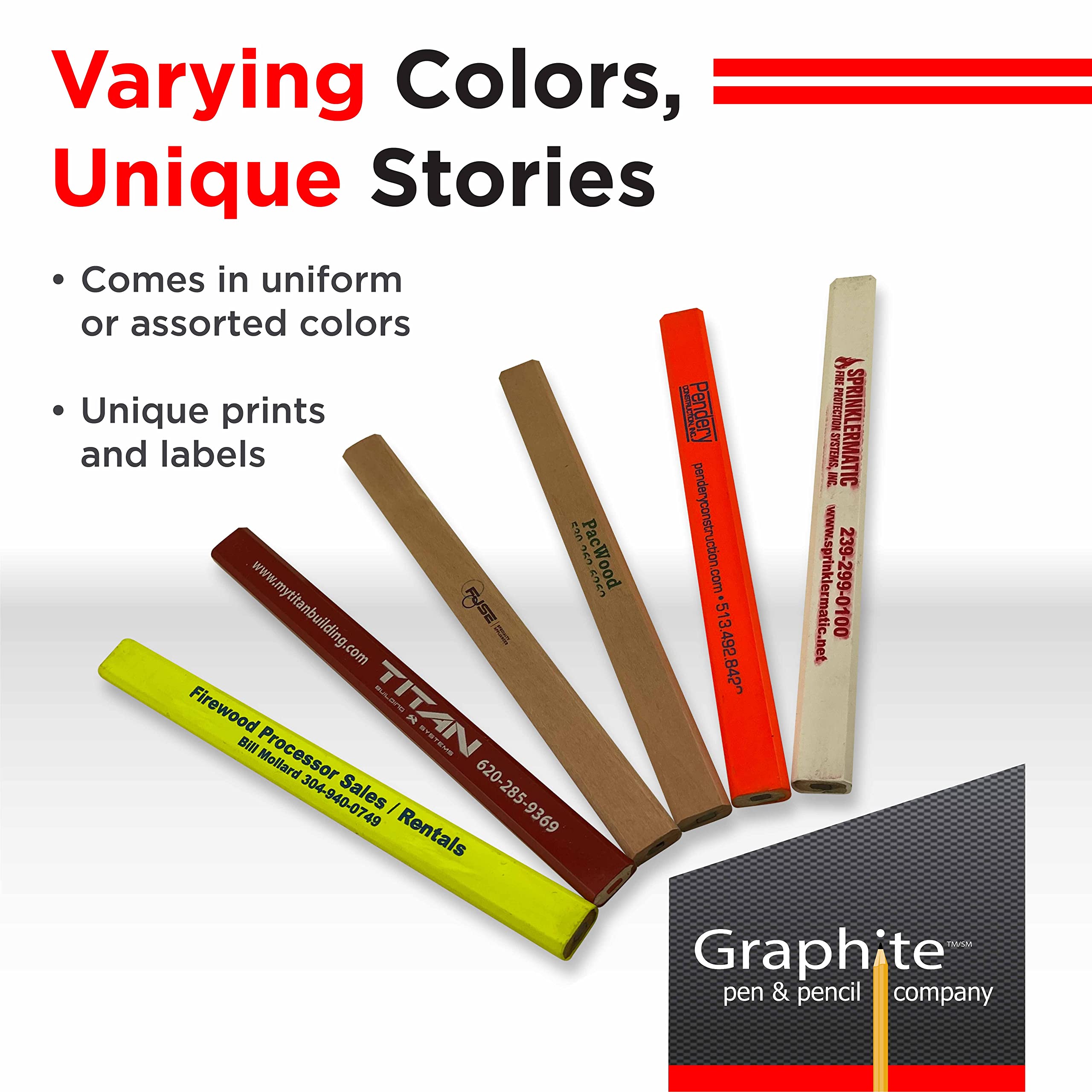 GRAPHITE Carpenter Pencils - Bulk Pack of 72 | Distressed & Misprint Design | Heavy-Duty Construction Pencils for Woodworking, Framing & DIY Projects