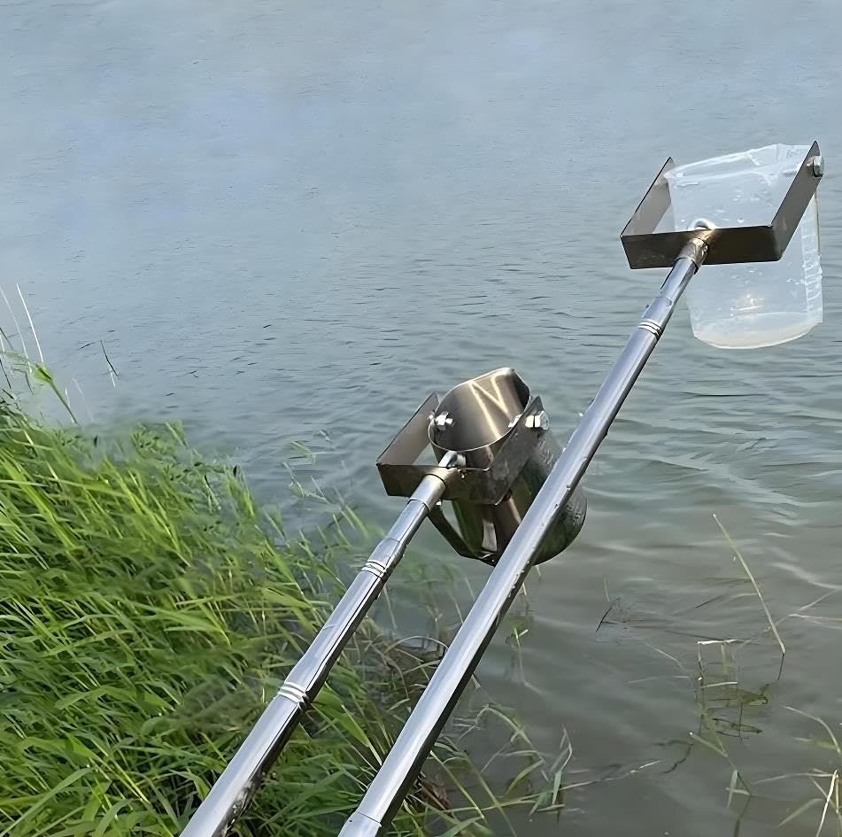 Stainless Steel Adjustable Telescopic Water Sampler with 500ml Pendulum Beaker - Extends from 1.49m to 7m | Perfect for Environmental Testing, Lake Sampling & Laboratory Water Analysis