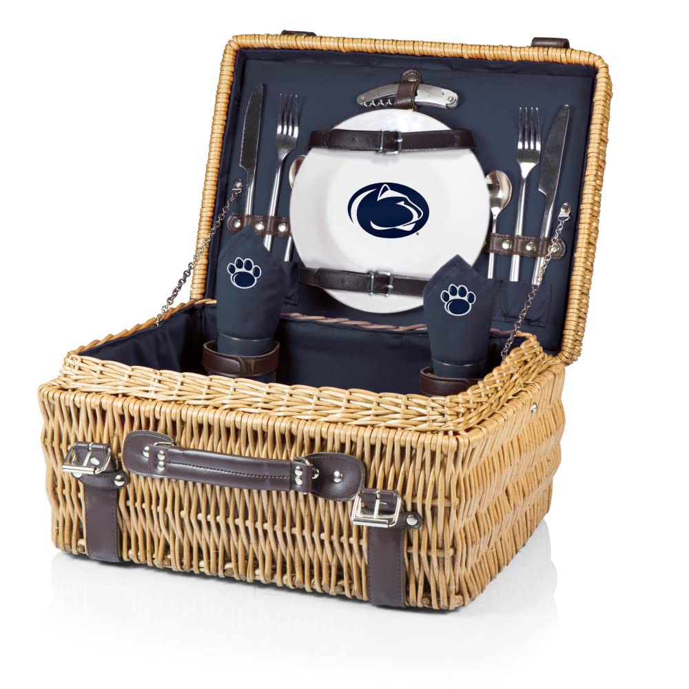PICNIC TIME NCAA Penn State Nittany Lions Champion Picnic Basket for 2 - Deluxe Insulated Cooler & Picnic Set for Outdoor Dining, Tailgating, Beach Trips & Romantic Dates