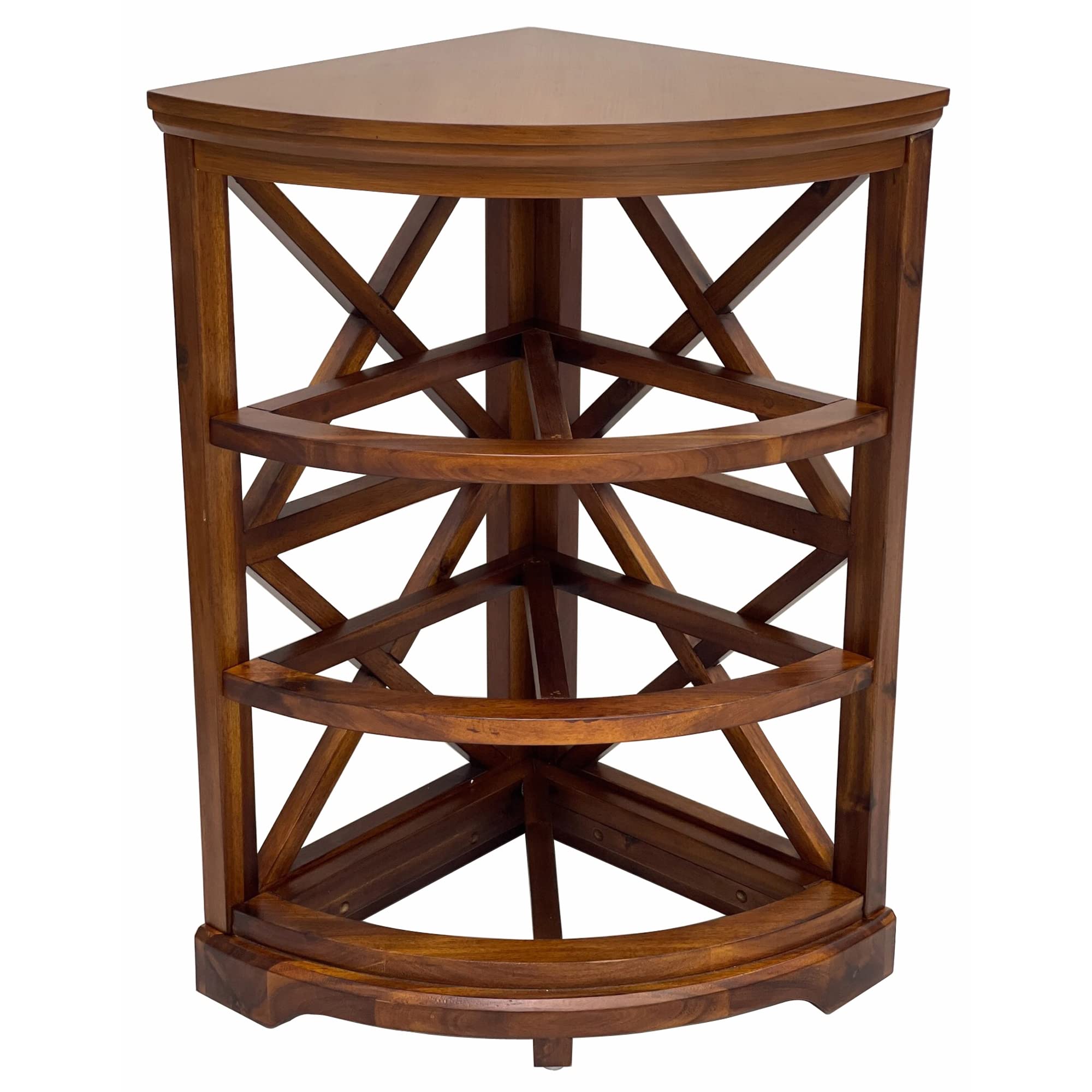3-Tier Corner Storage Cabinet with Wicker Baskets - Hampton Meadows Walnut X-Side Table for Living Room, Bedroom & Entryway Organization