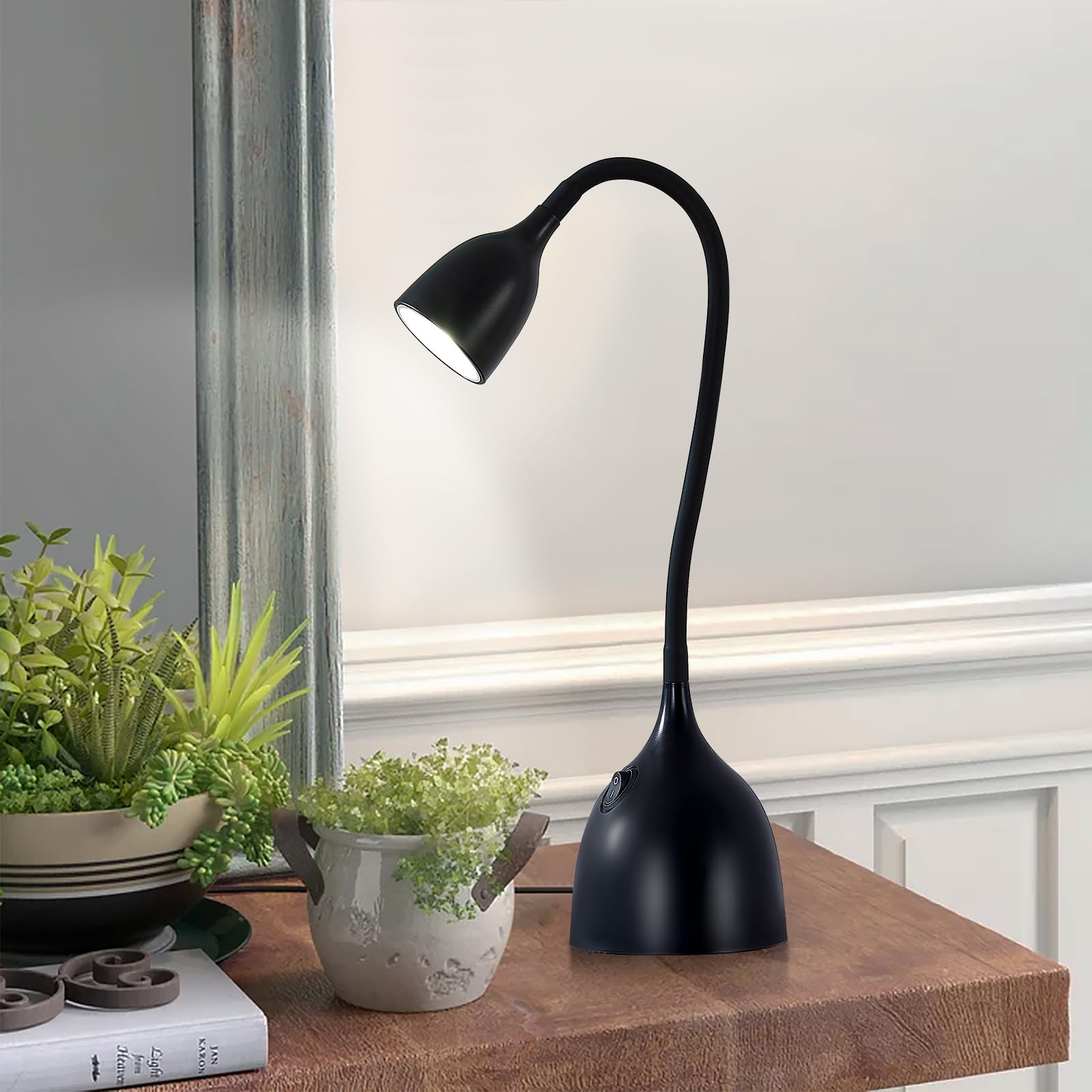 Adjustable LED Desk Lamp for Home Office & Study - Flexible Gooseneck Reading Light with Eye-Caring Technology - Perfect for College Dorm Rooms, Night Reading & Computer Work (Black)