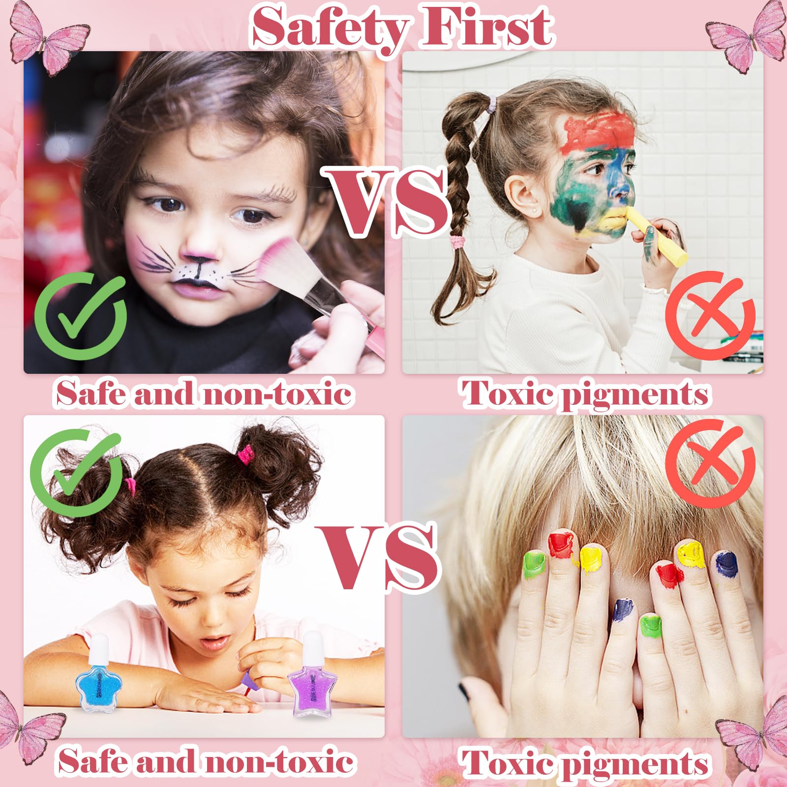 **Washable Kids Makeup Kit for Girls - Pretend Play Cosmetic Set with Mirror, Safe & Non-Toxic, Perfect Birthday Gift for Ages 3-12 | Princess Dress-Up, Role Play, Party Fun**
