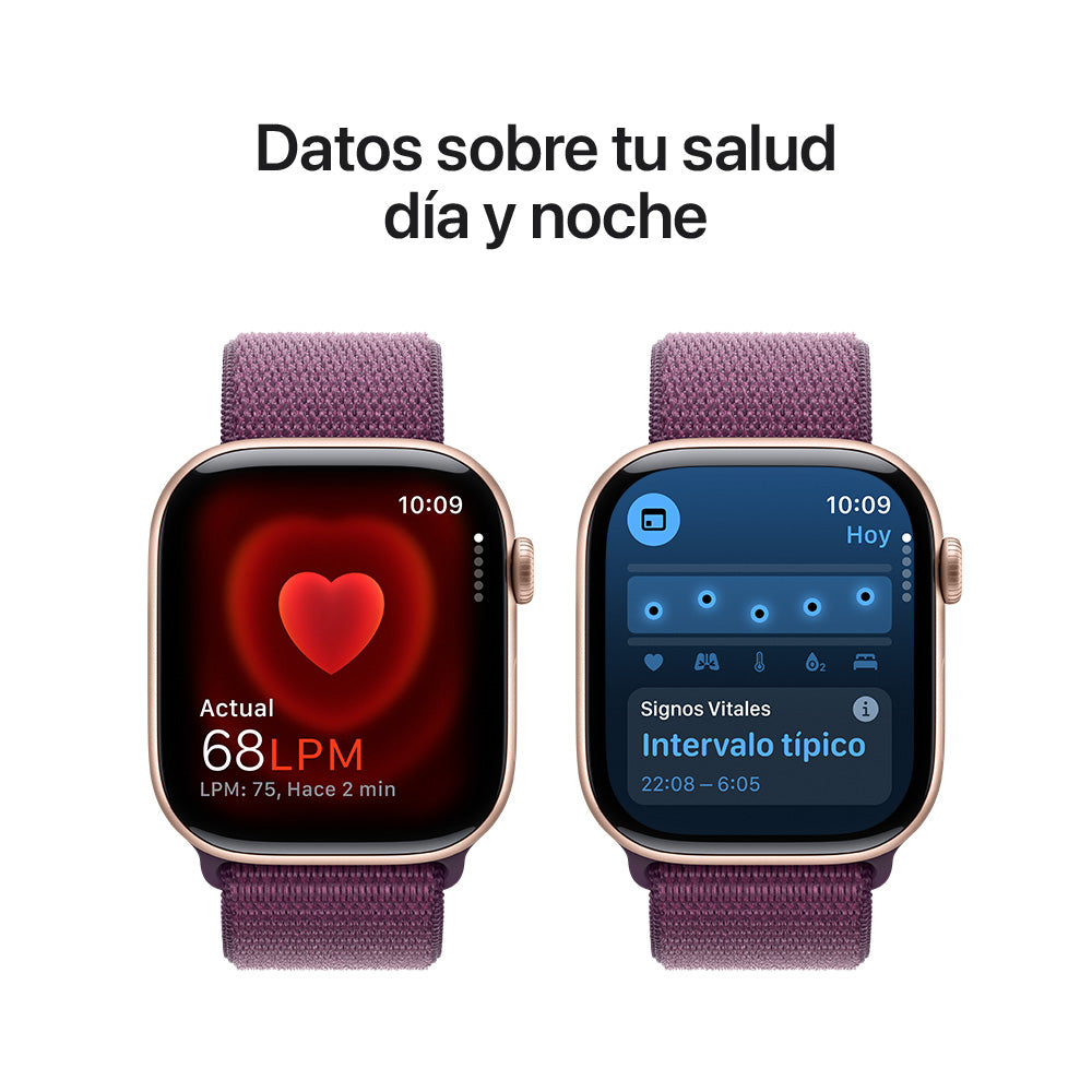 Apple Watch Series 10 GPS 46mm - Rose Gold Aluminum Case with Plum Sport Loop Band - Perfect for Fitness Tracking & Everyday Wear