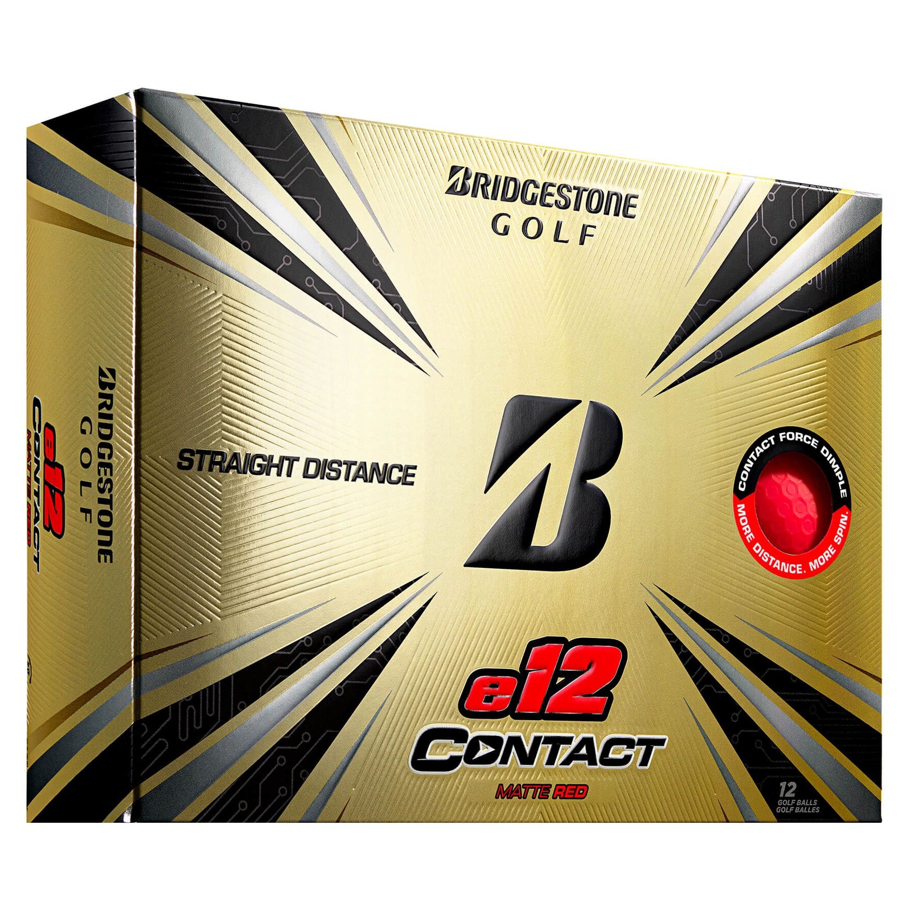 Bridgestone e12 Contact Golf Balls - Premium High Performance Golf Balls (12 Pack/Dozen) for Distance & Control - Perfect for Tournaments, Practice & Casual Play