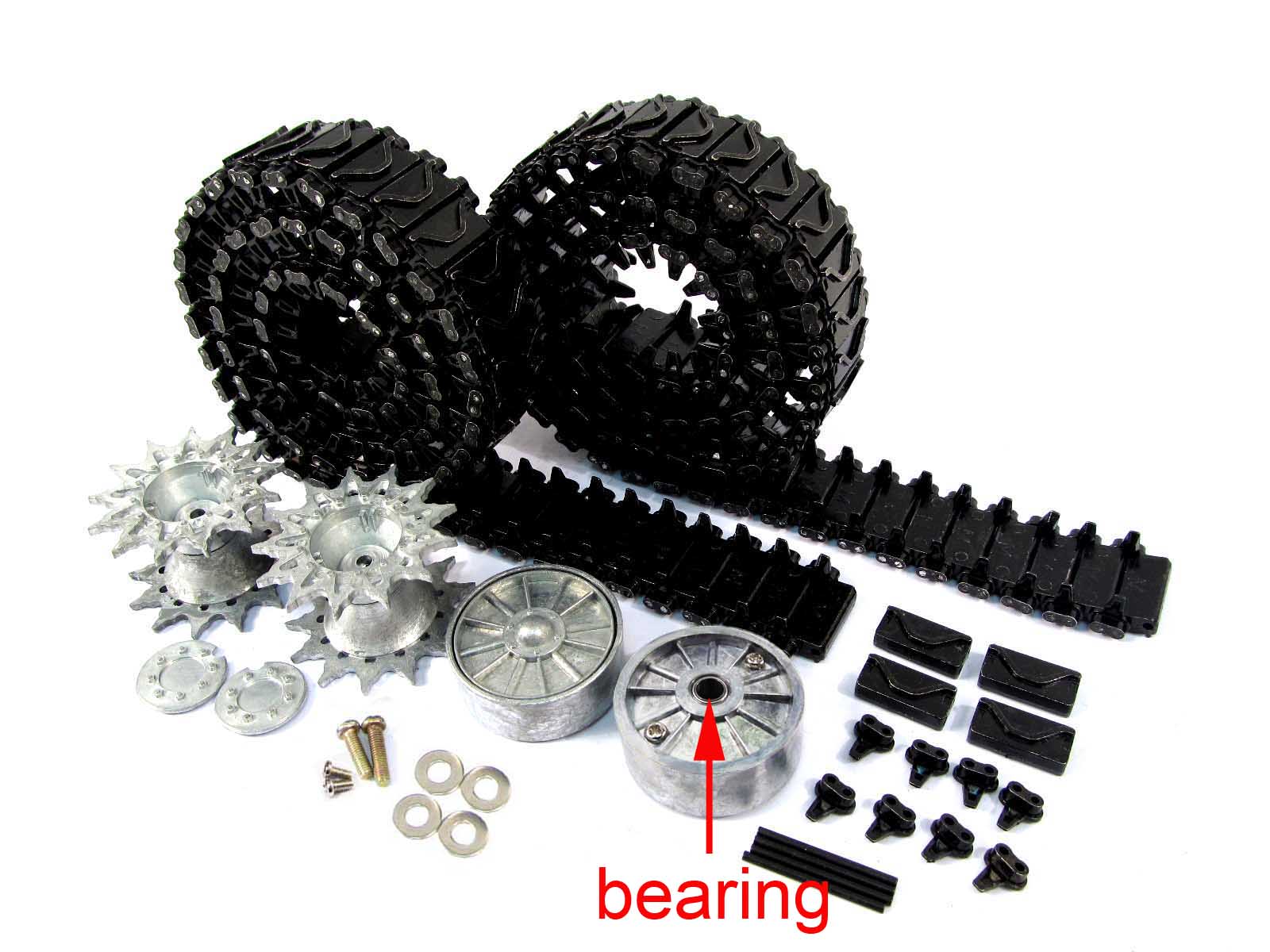 1/16 Scale Metal T74 T49 Tracks, Sprocket, Idler & Driving Wheels for Mato M4A3 & Henglong Sherman RC Tanks - Ready to Run Upgrade Parts for Enhanced Durability and Realistic Performance (Perfect for RC Tank Battles, Military Model Displays, and Collector's Showcases)